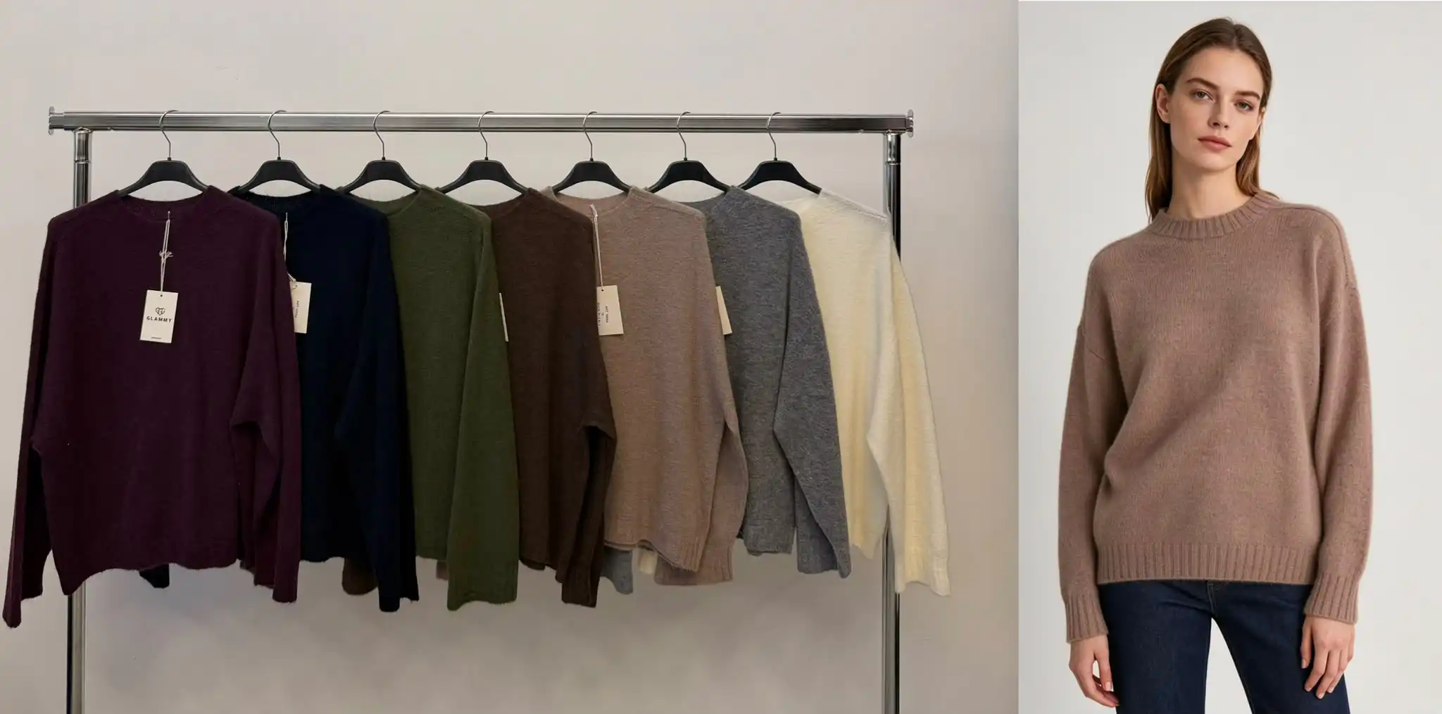 Sweter Luźny z Okrągłym Dekoltem