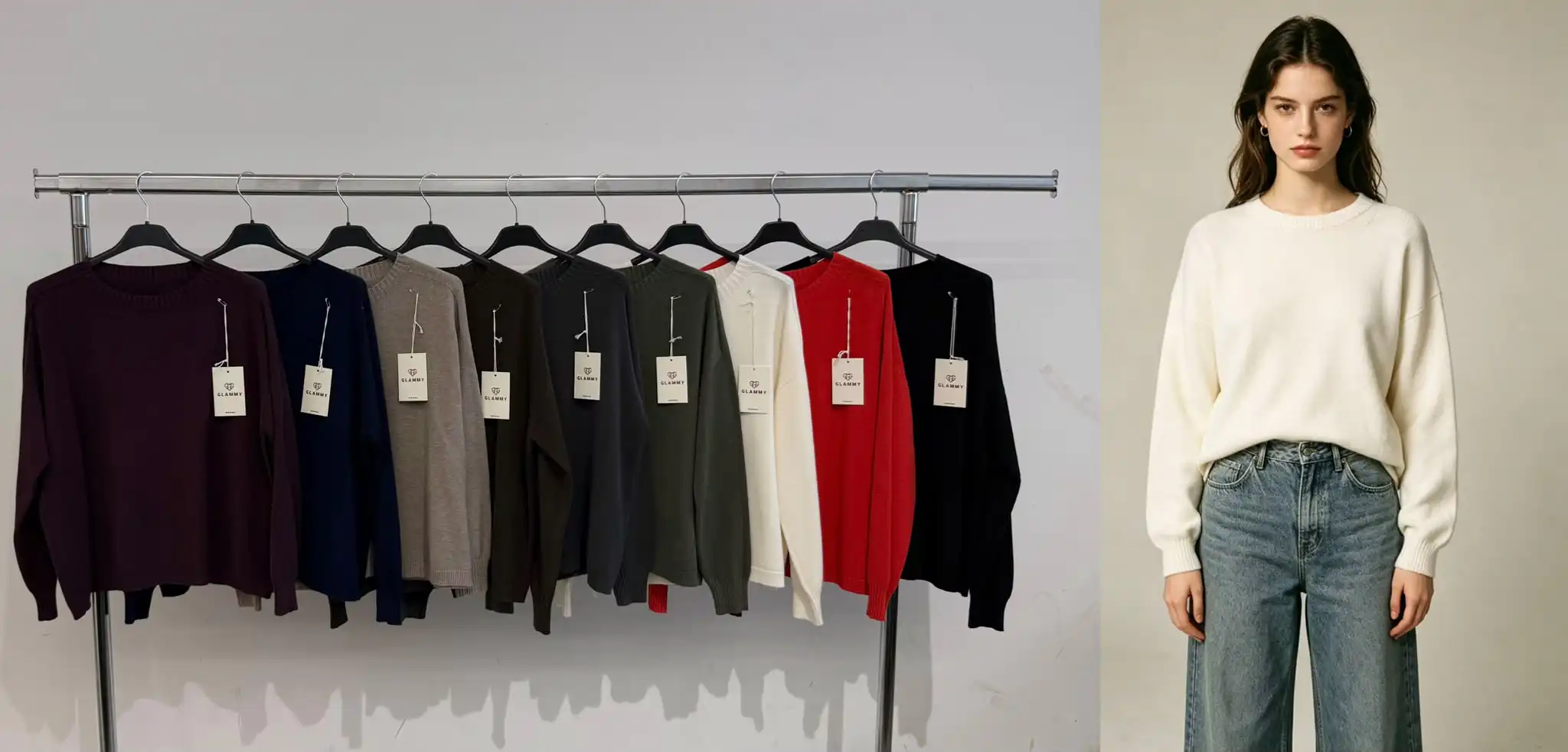 Sweter Luźny Z Okrągłym Dekoltem