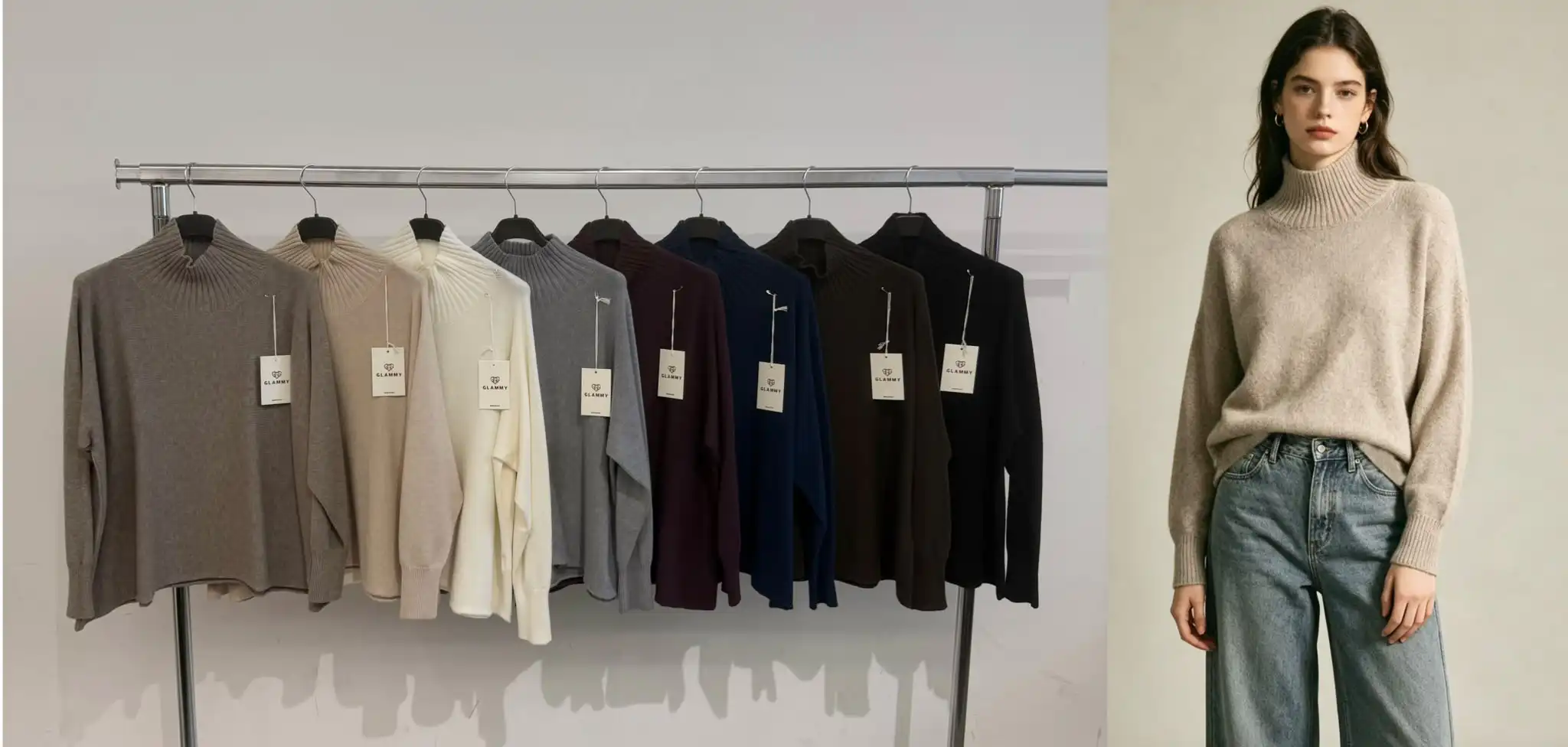 Sweter Luźny z Golfem