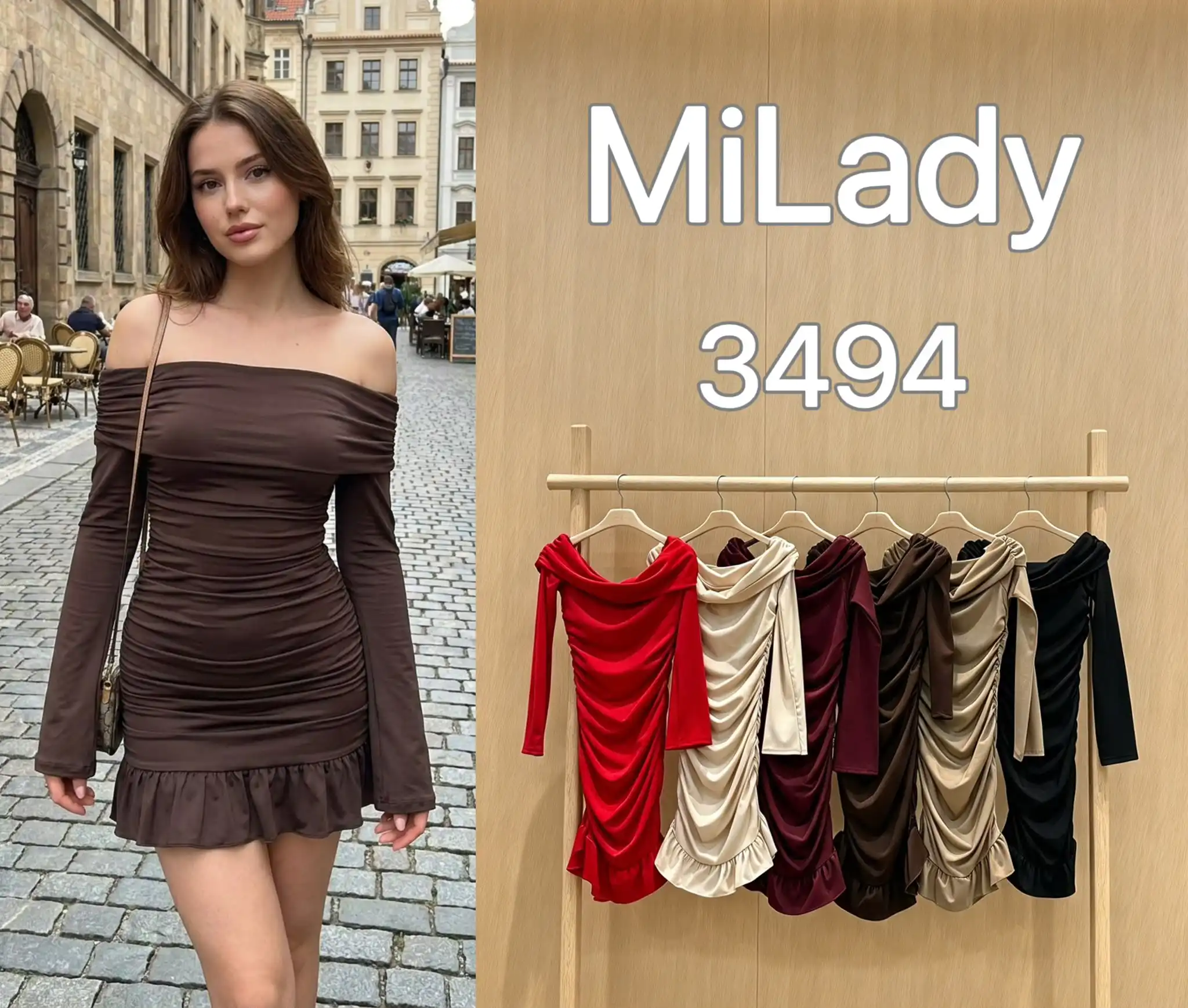 Sukienka Mini Dopasowana Off-Shoulder
