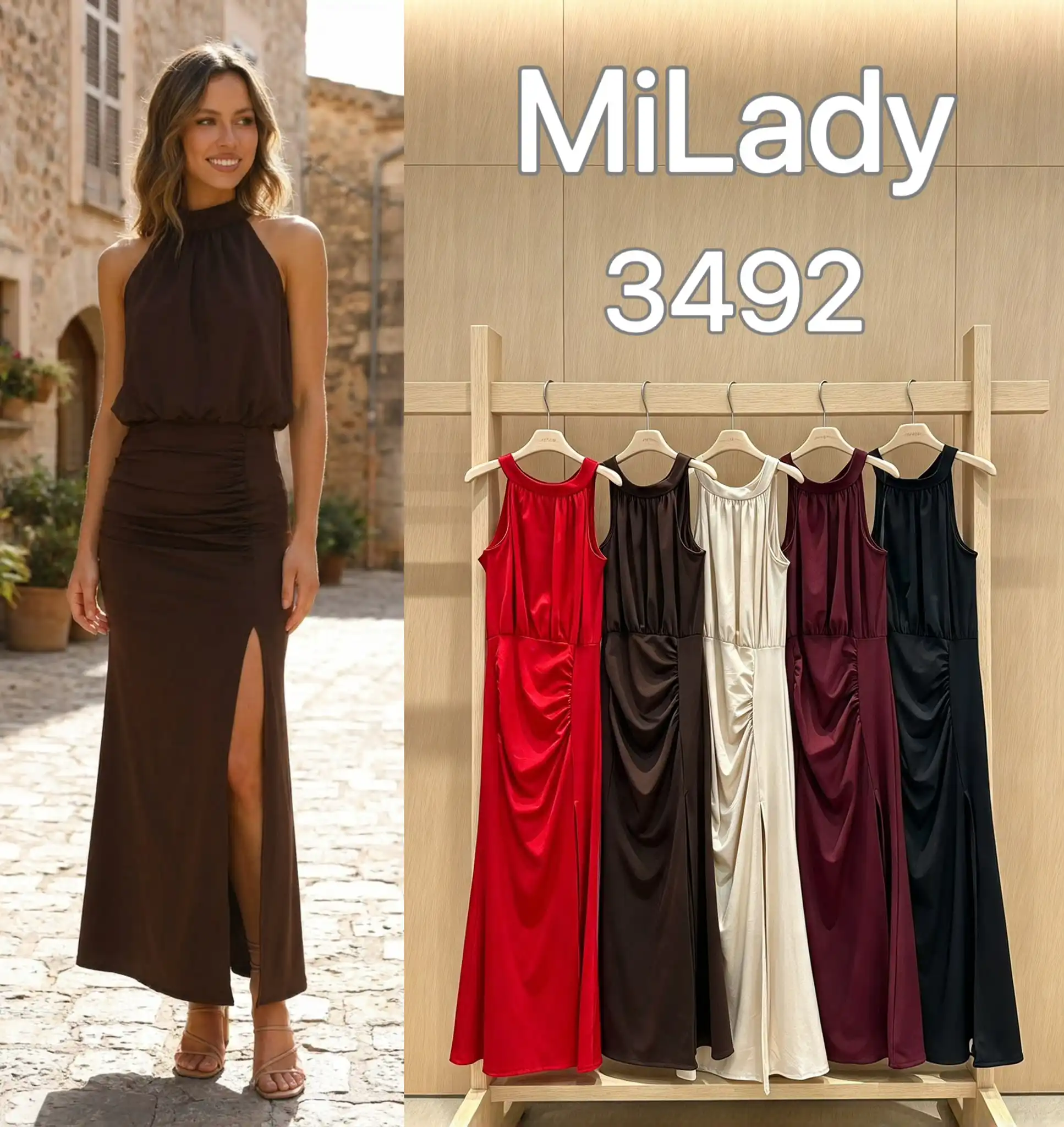 Sukienka Maxi Halter Dopasowana
