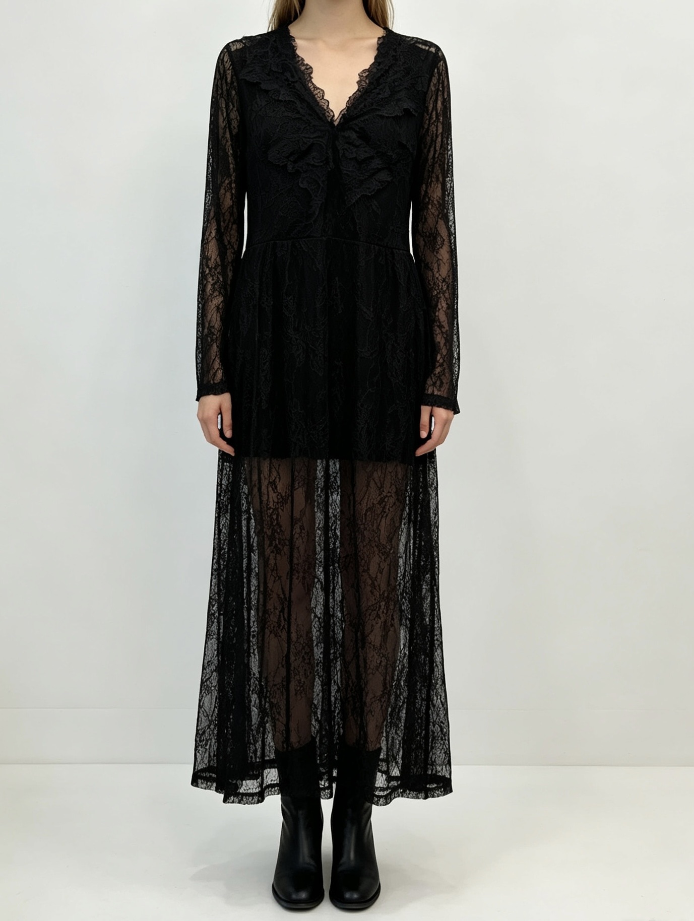 Sukienka A‑Line Koronkowa Maxi