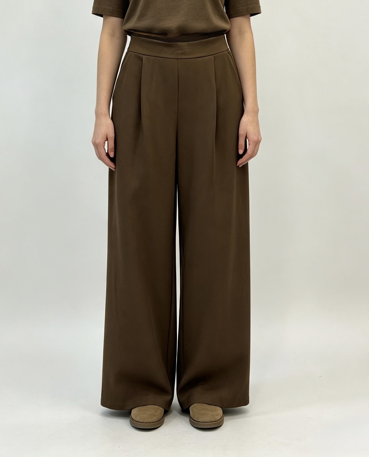 Spodnie Wide Leg Z Zakładkami