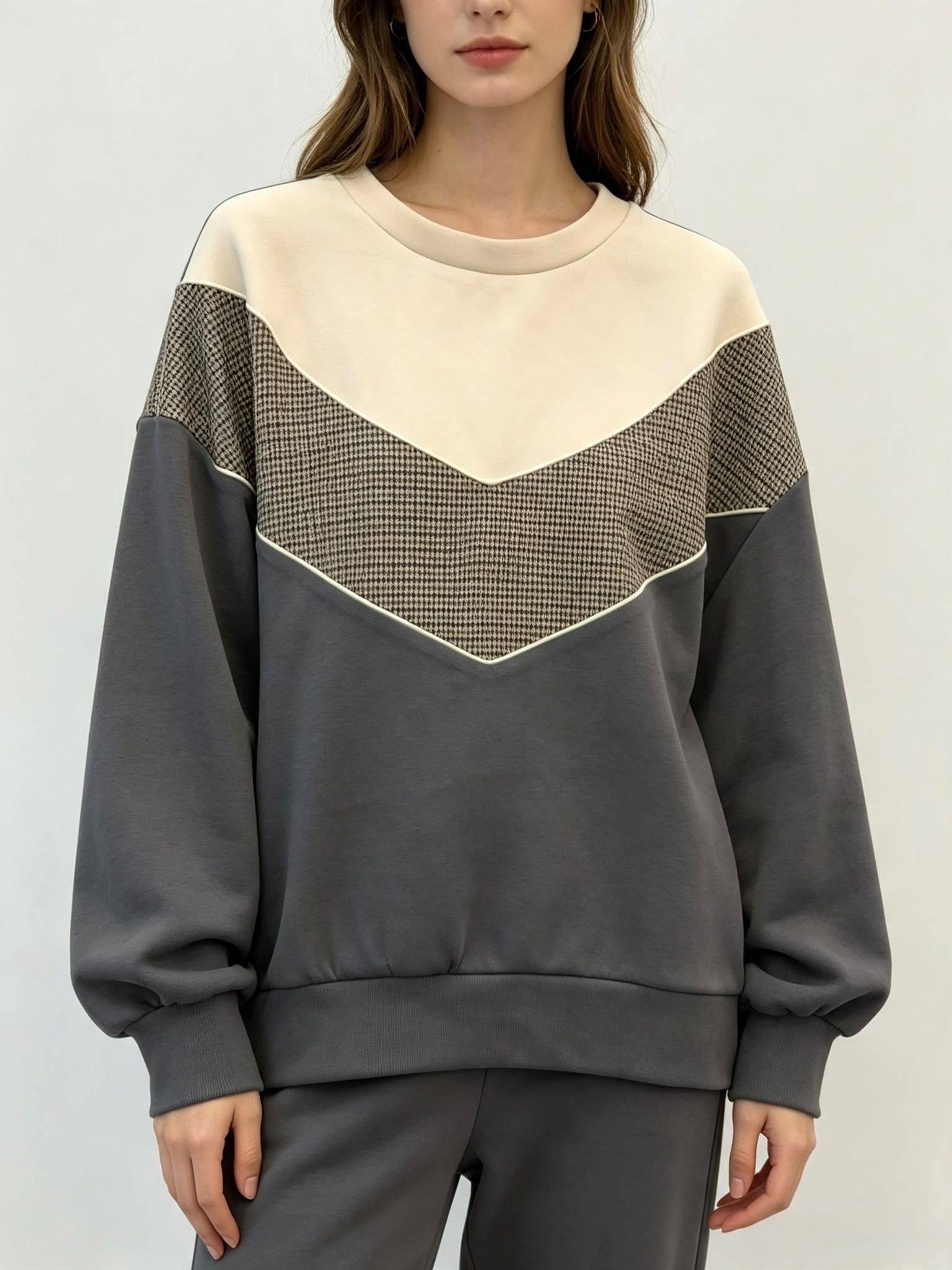 Bluza Luźny Krój Pepitka