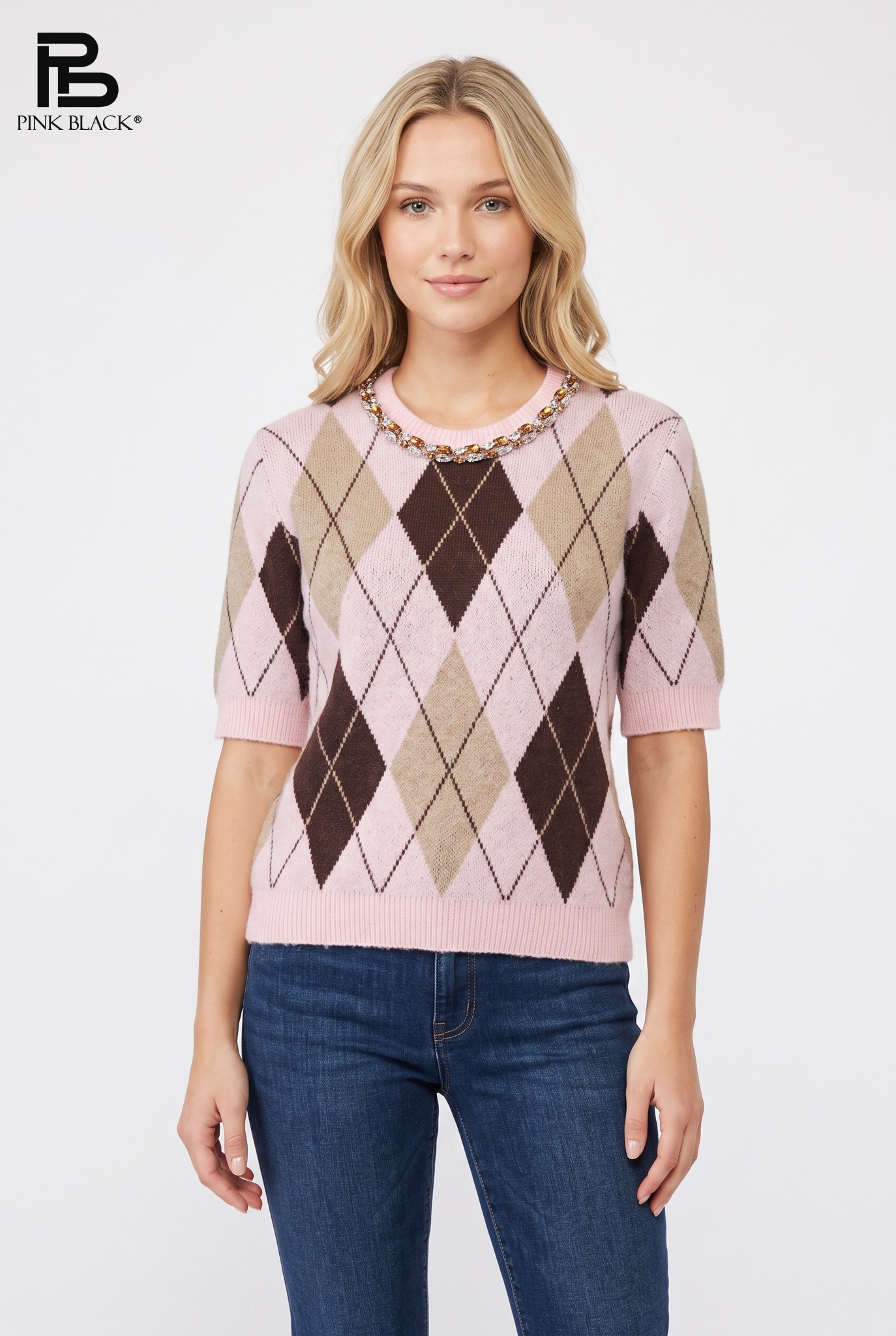 Sweter Prosty Z Argyle