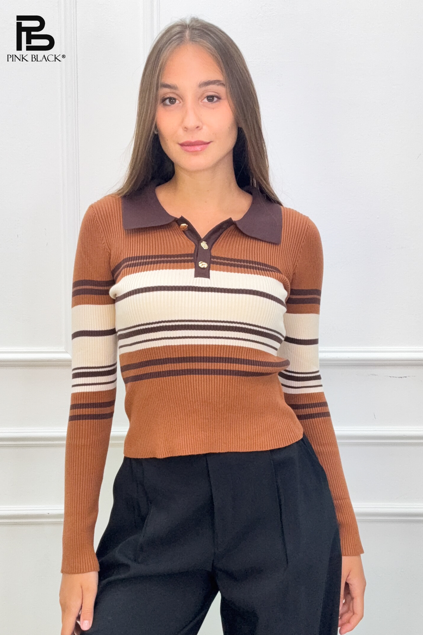 Sweter Polo Dopasowany