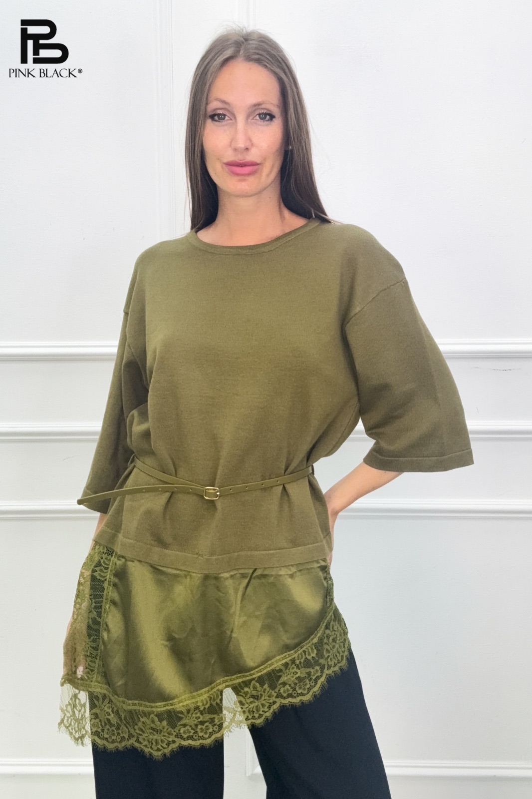 Sweter Luźny Z Koronką