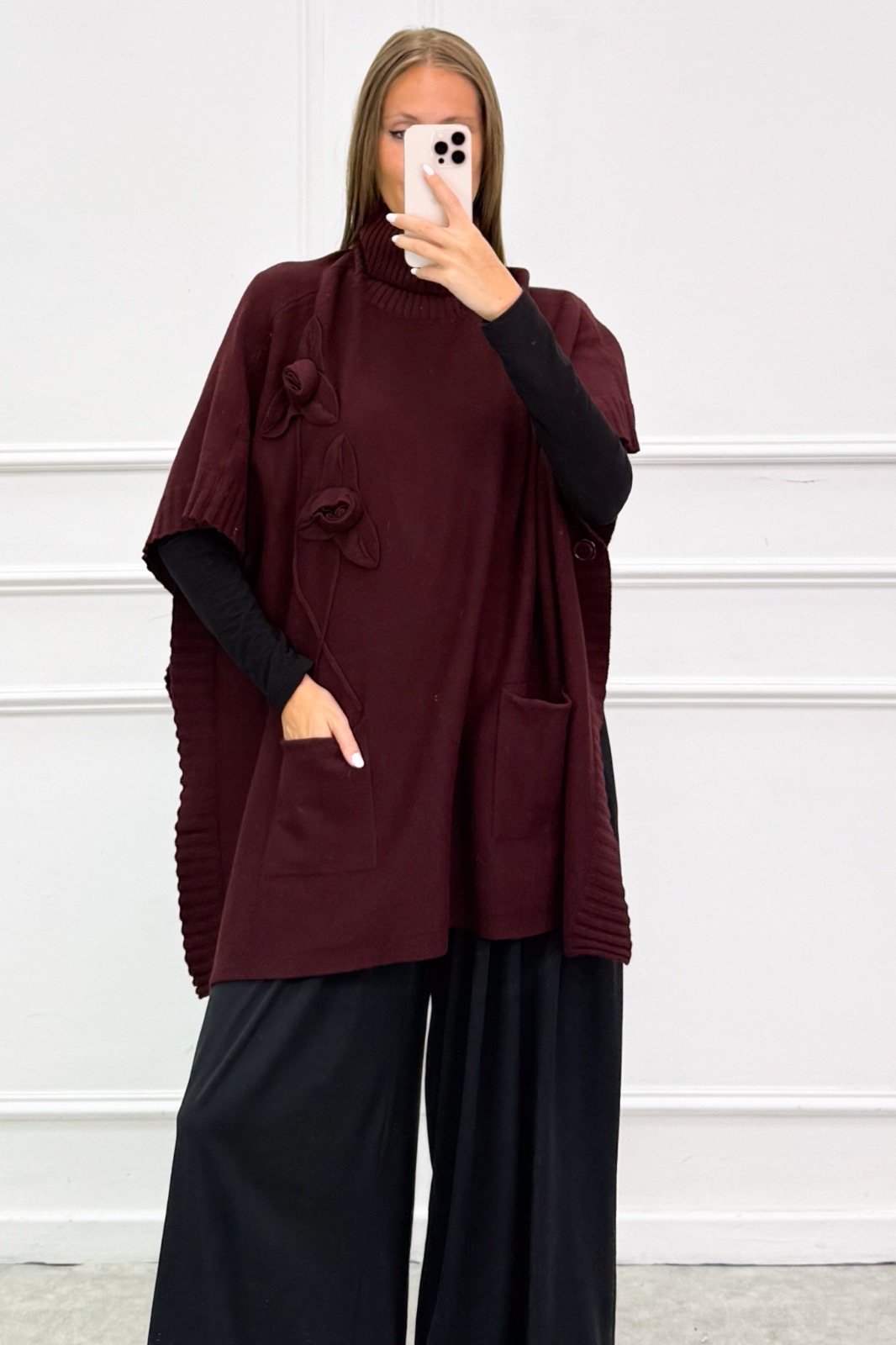 Sweter tunika z golfem