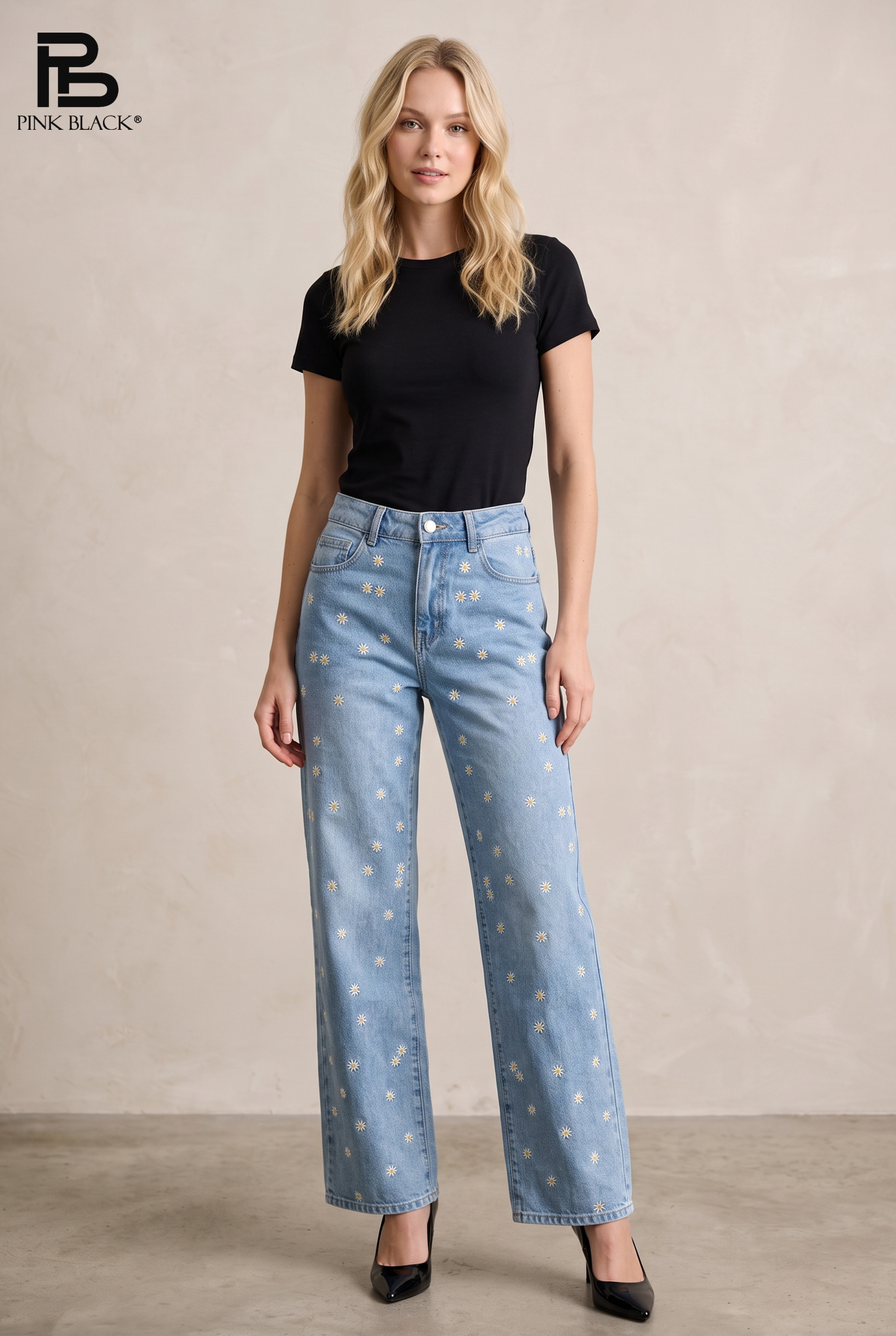 Spodnie Wide Leg Mikro Wzór