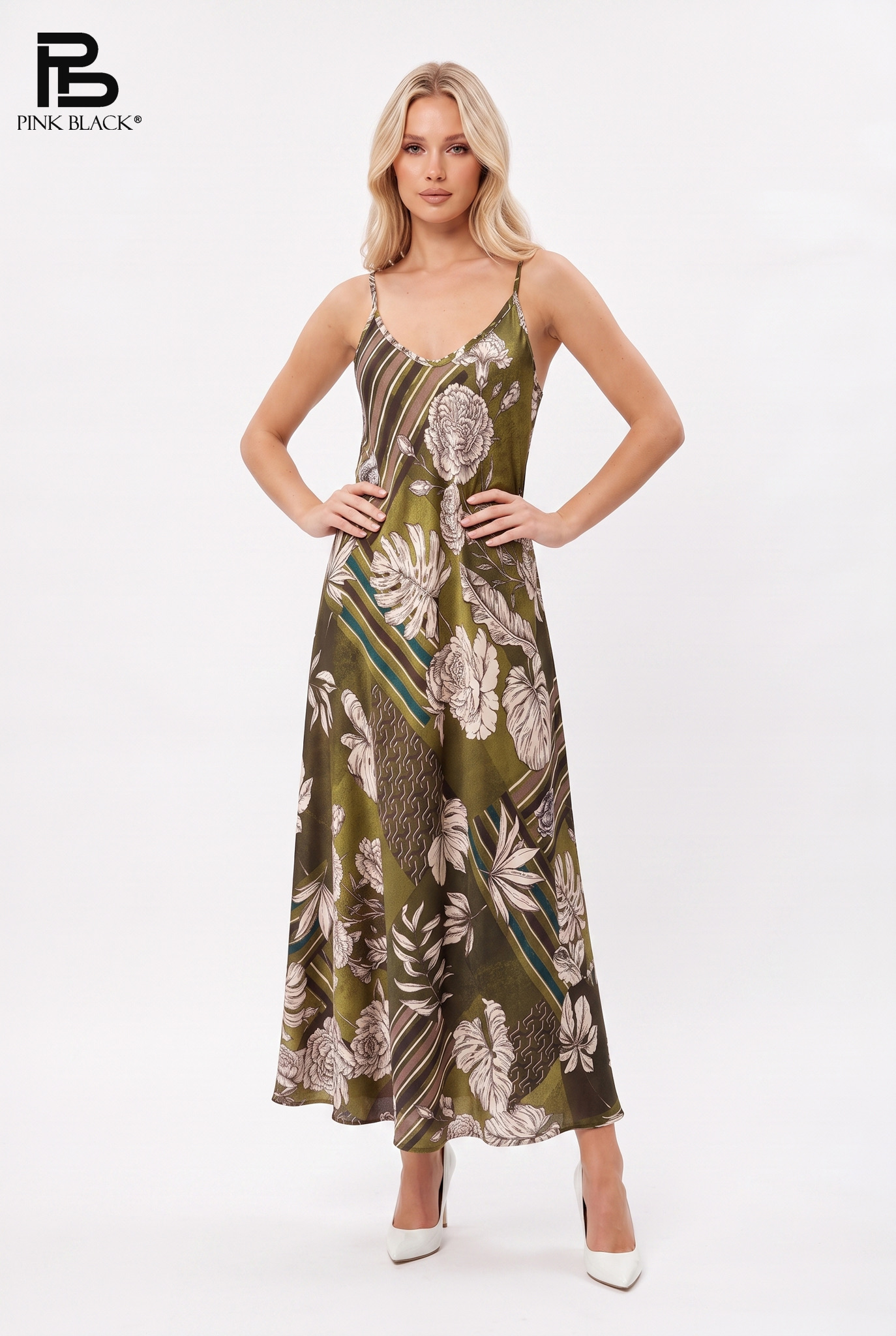 Sukienka A-line Maxi w Serek