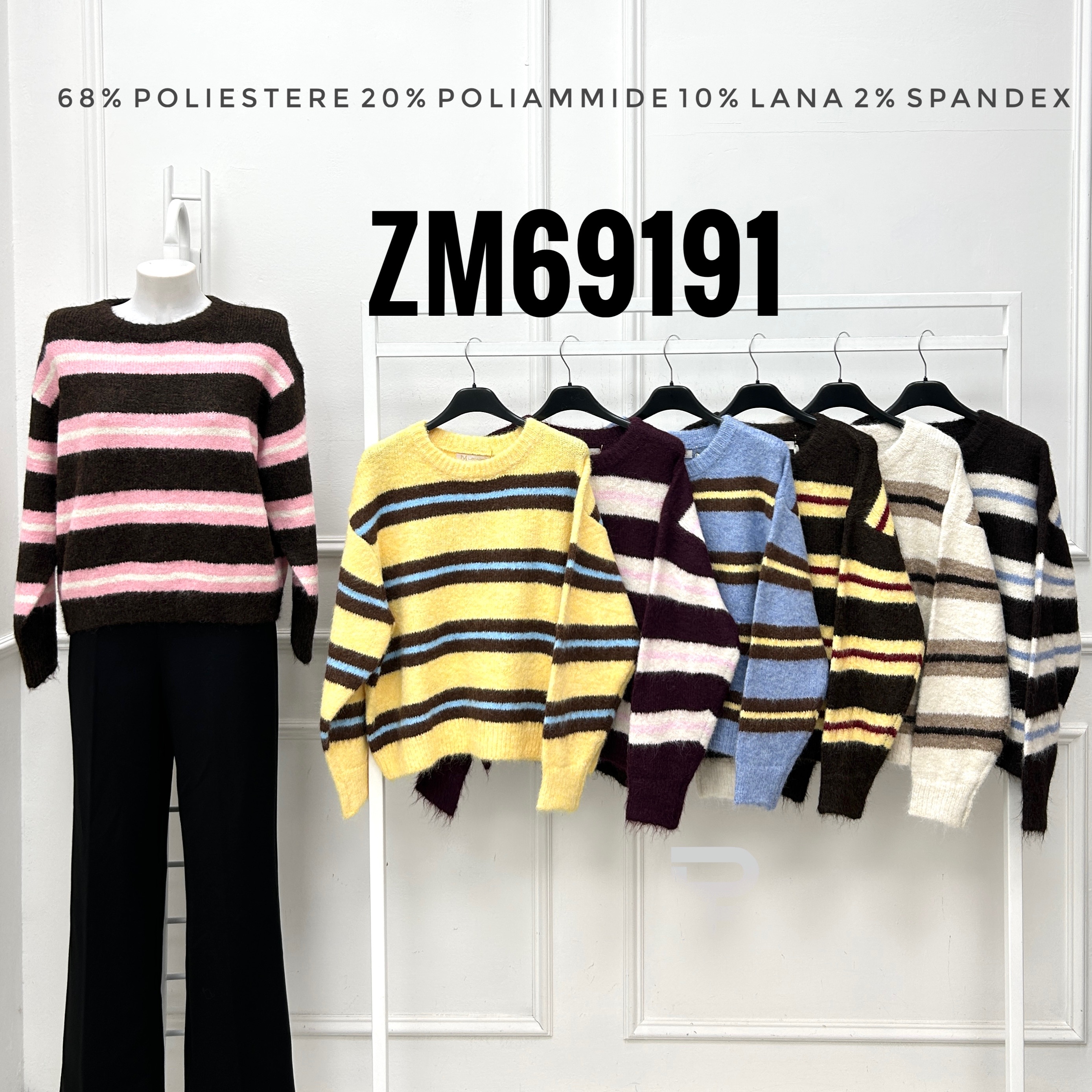 Sweter Puszysty w Paski