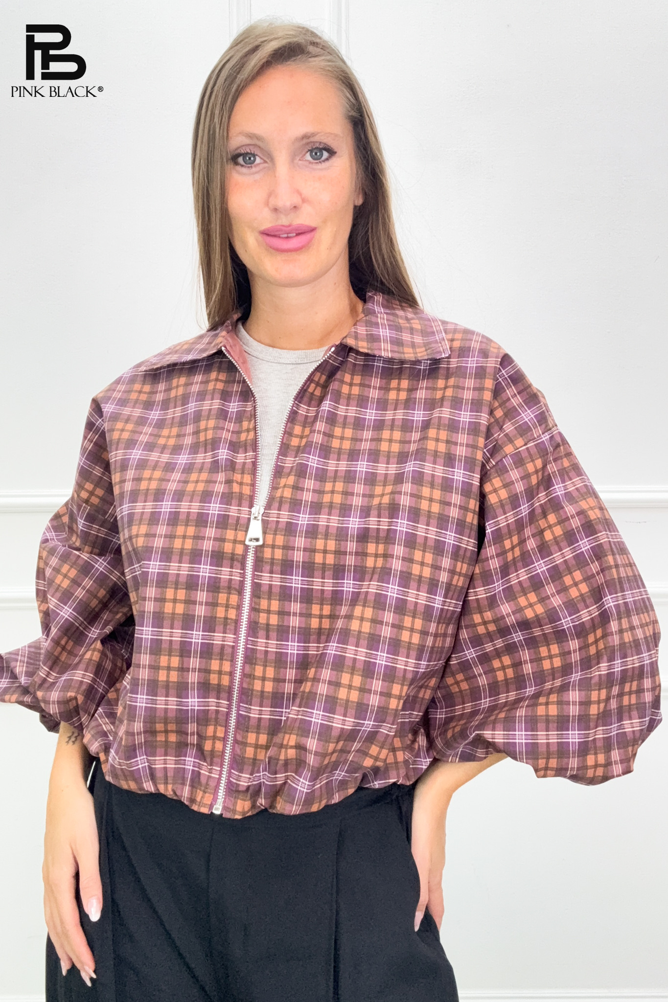 Kurtka Oversize z Kołnierzykiem