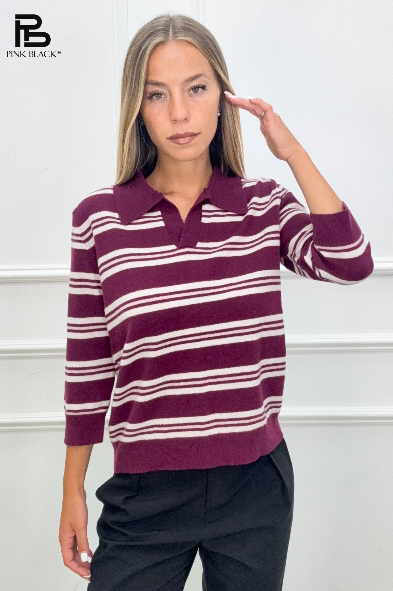 Sweter Polo z Dekoltem V