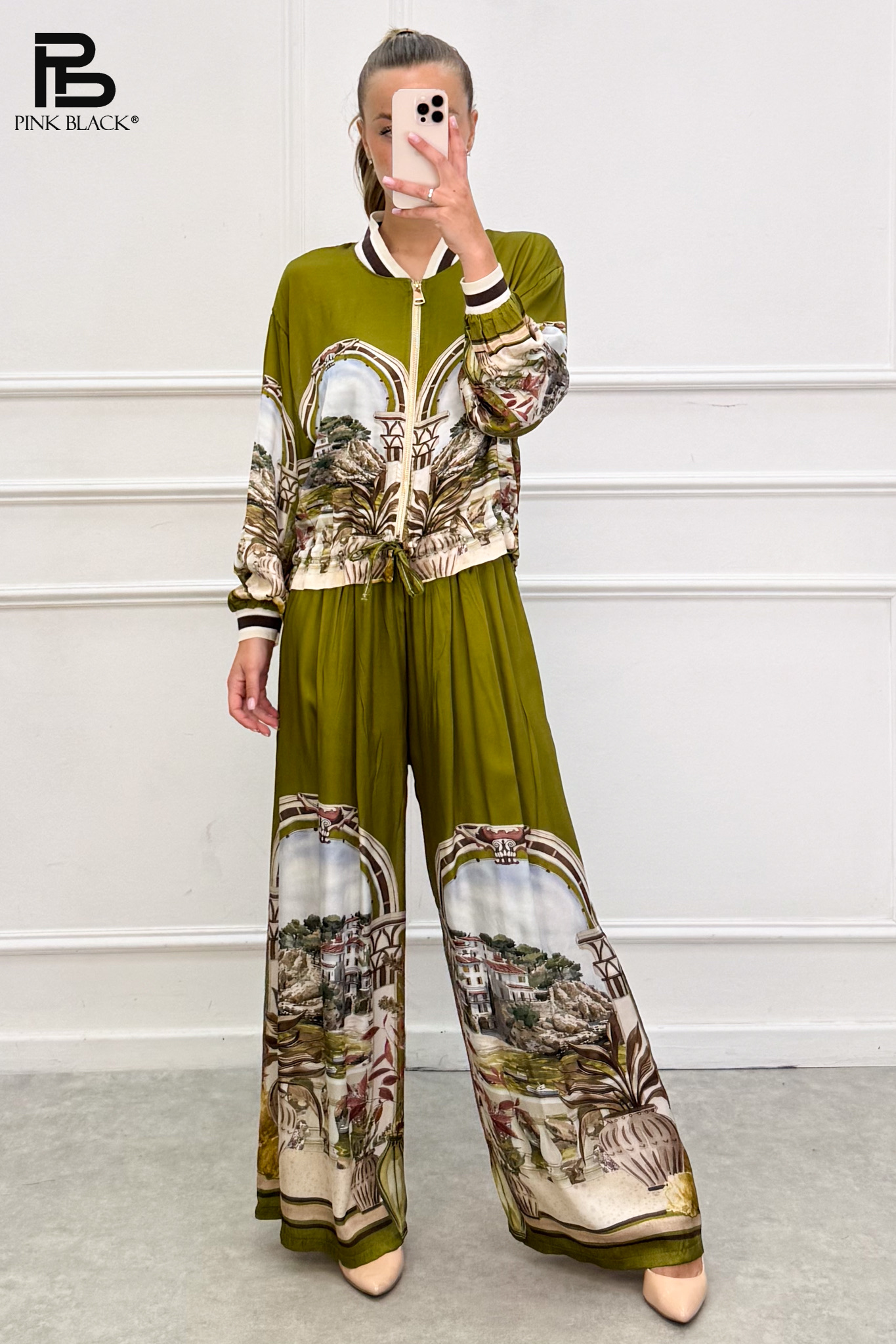 Komplet Luźny Bomber Wide Leg