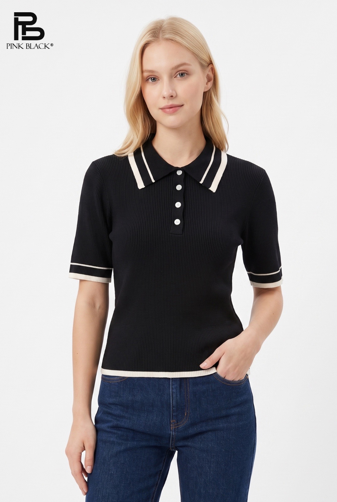 Sweter Polo Dopasowany
