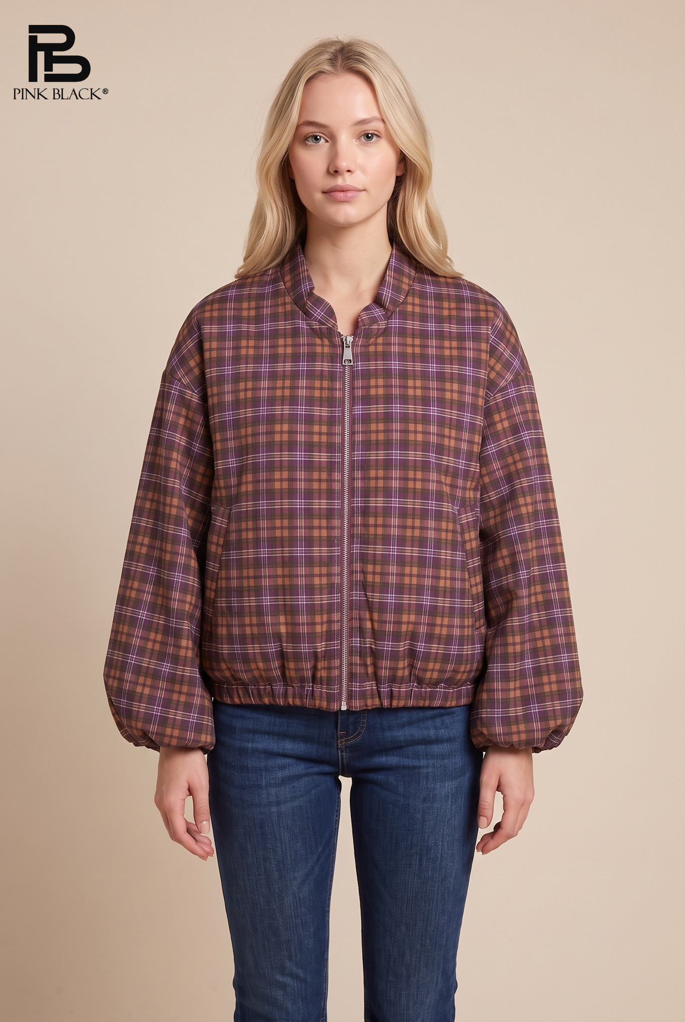 Kurtka Oversize Krótka Ze Stójką