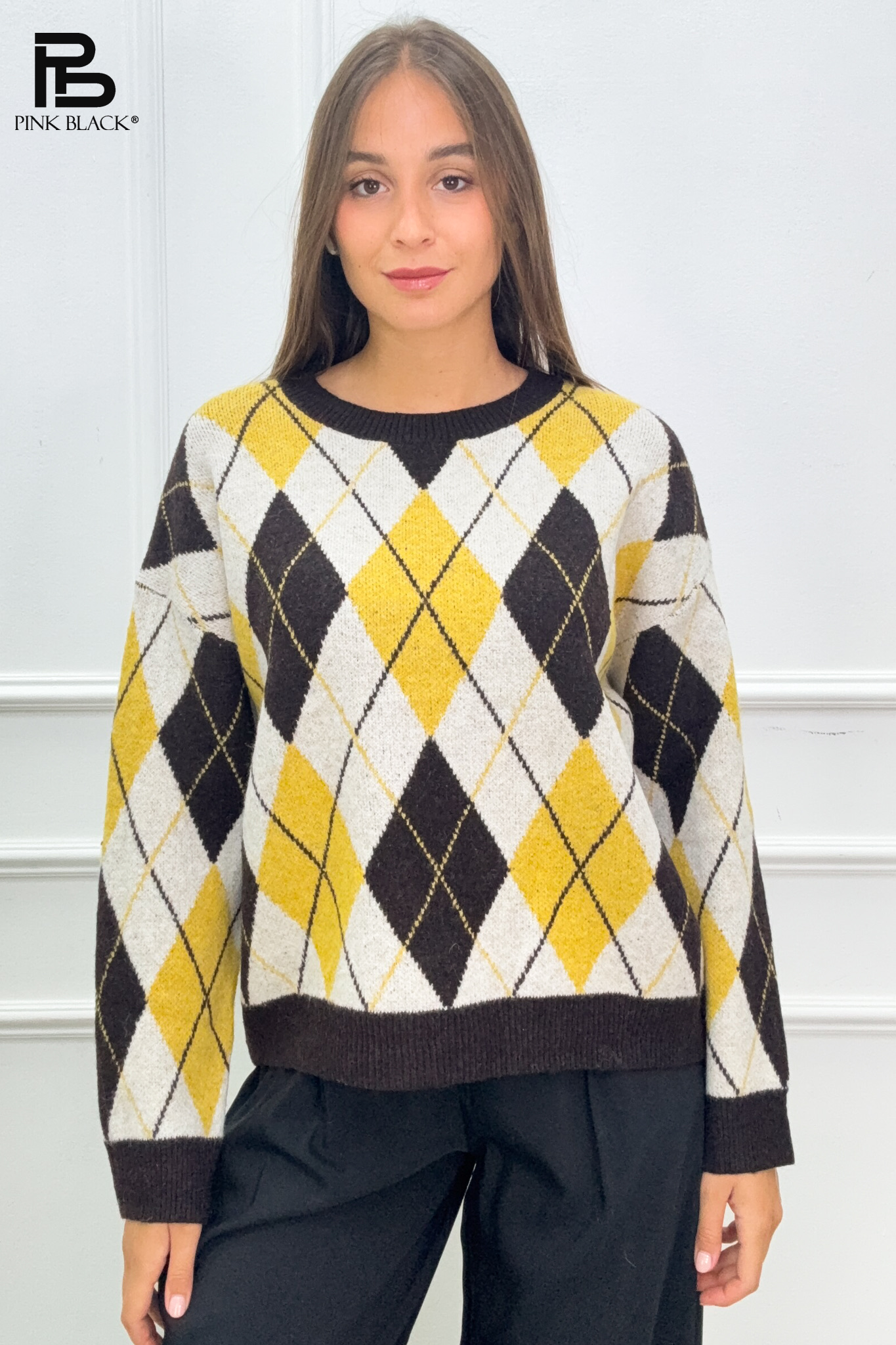 Sweter luźny w kratę