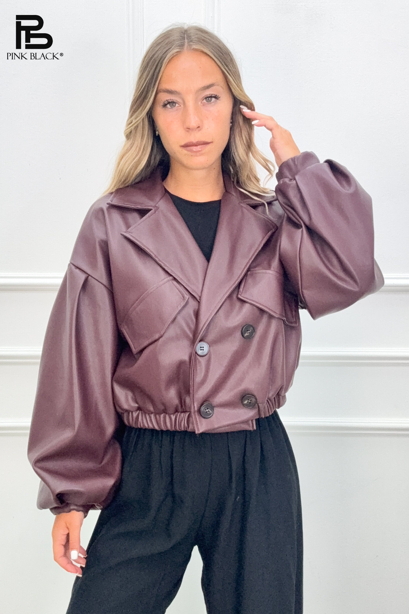 Kurtka Oversize Cropped z Kołnierzykiem