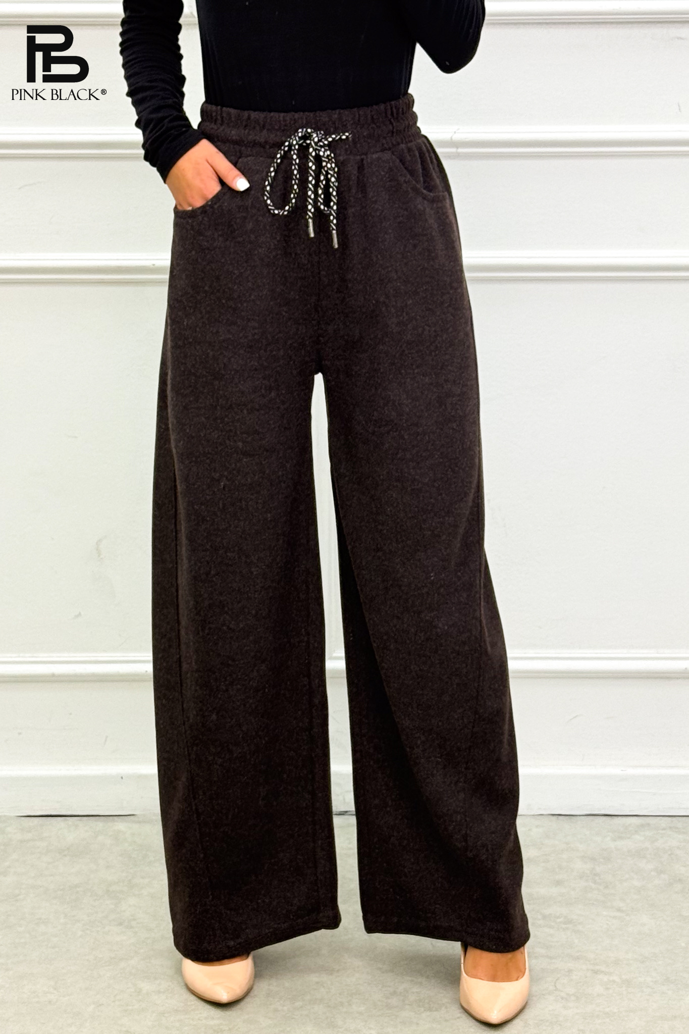 Spodnie Wide Leg z Troczkiem