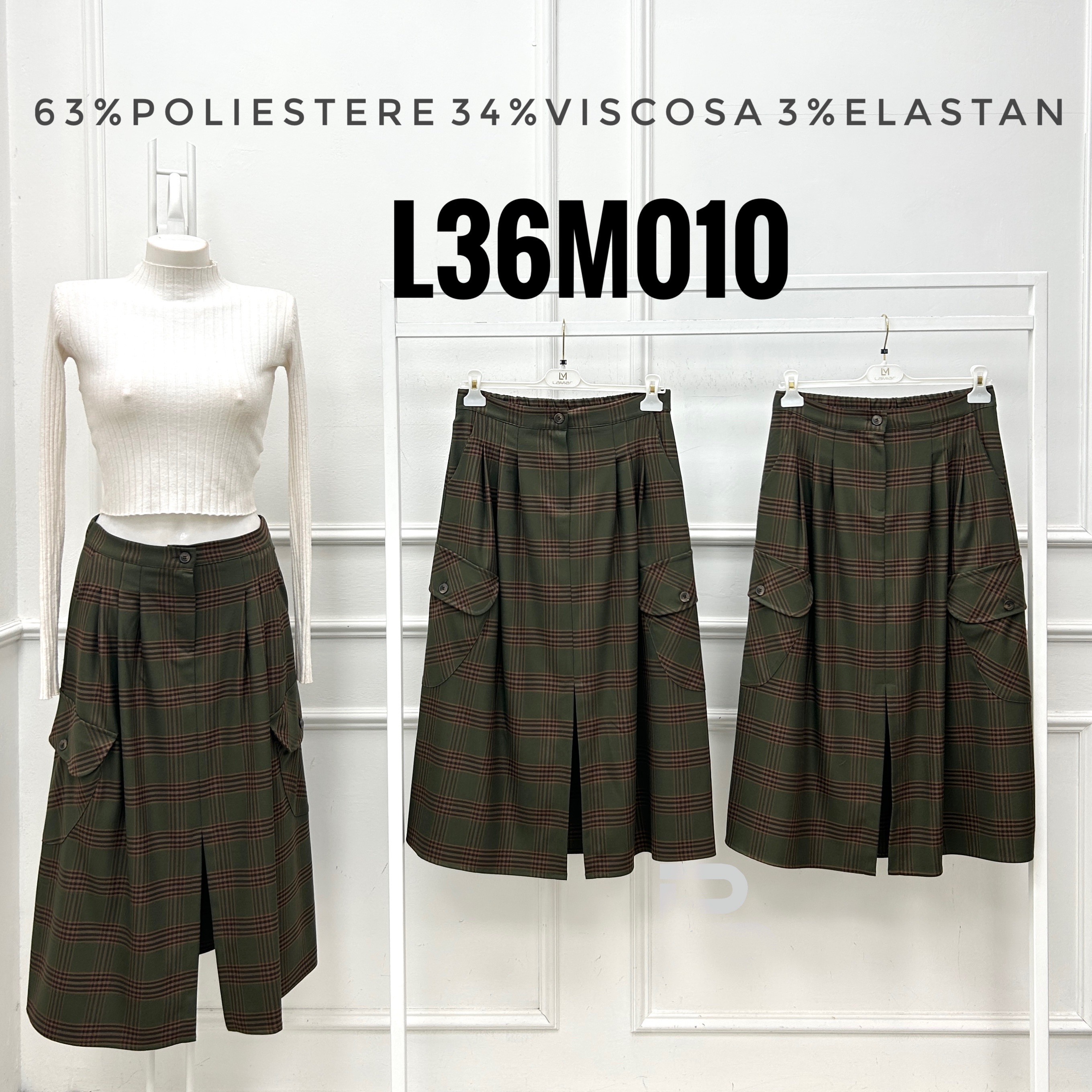 Spódnica Midi W Kratę Rozkloszowana