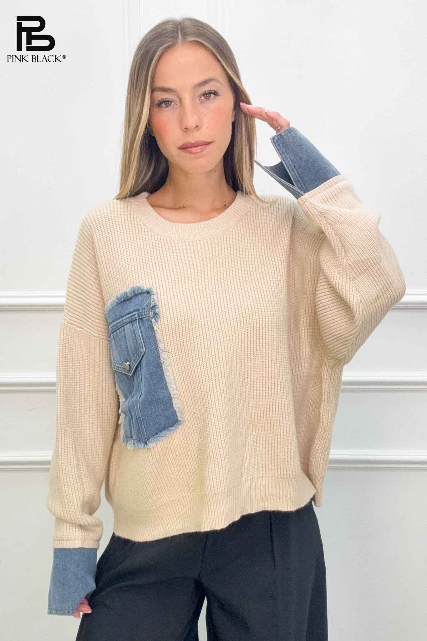 Sweter Oversize Z Kieszenią