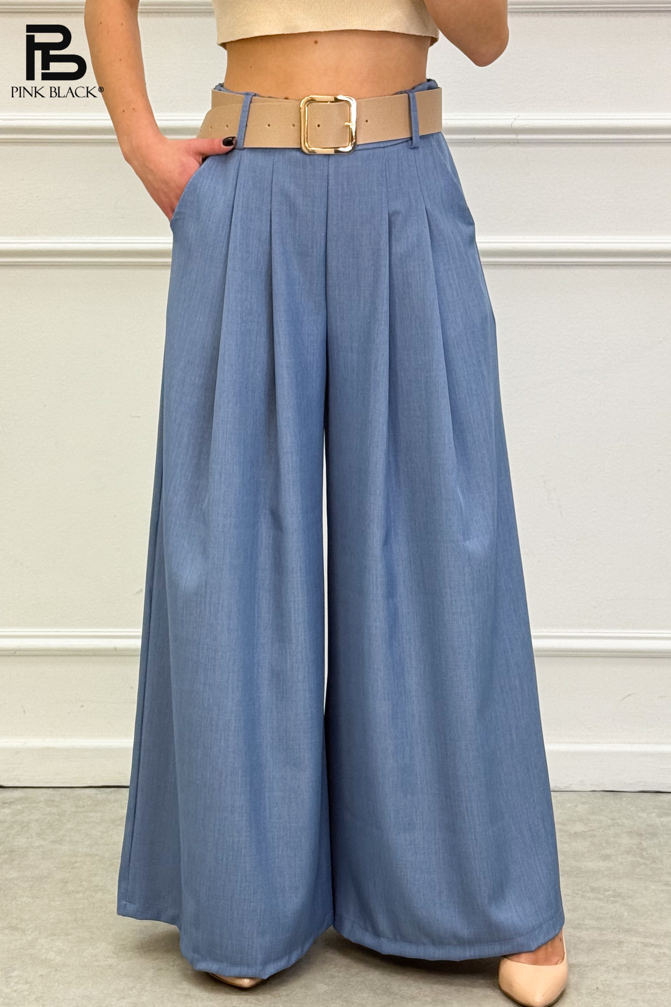Spodnie Wide Leg z Paskiem
