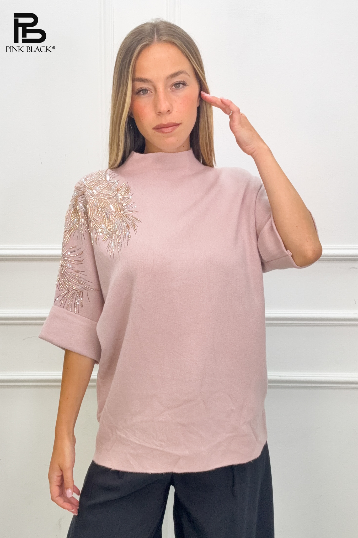 Sweter Luźny Półgolf Cekiny