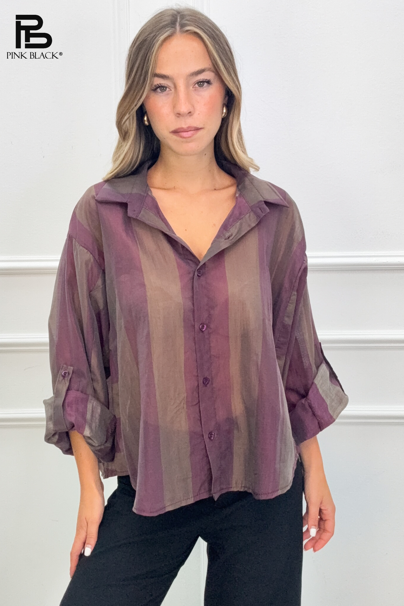 Koszula Oversize Pionowe Pasy