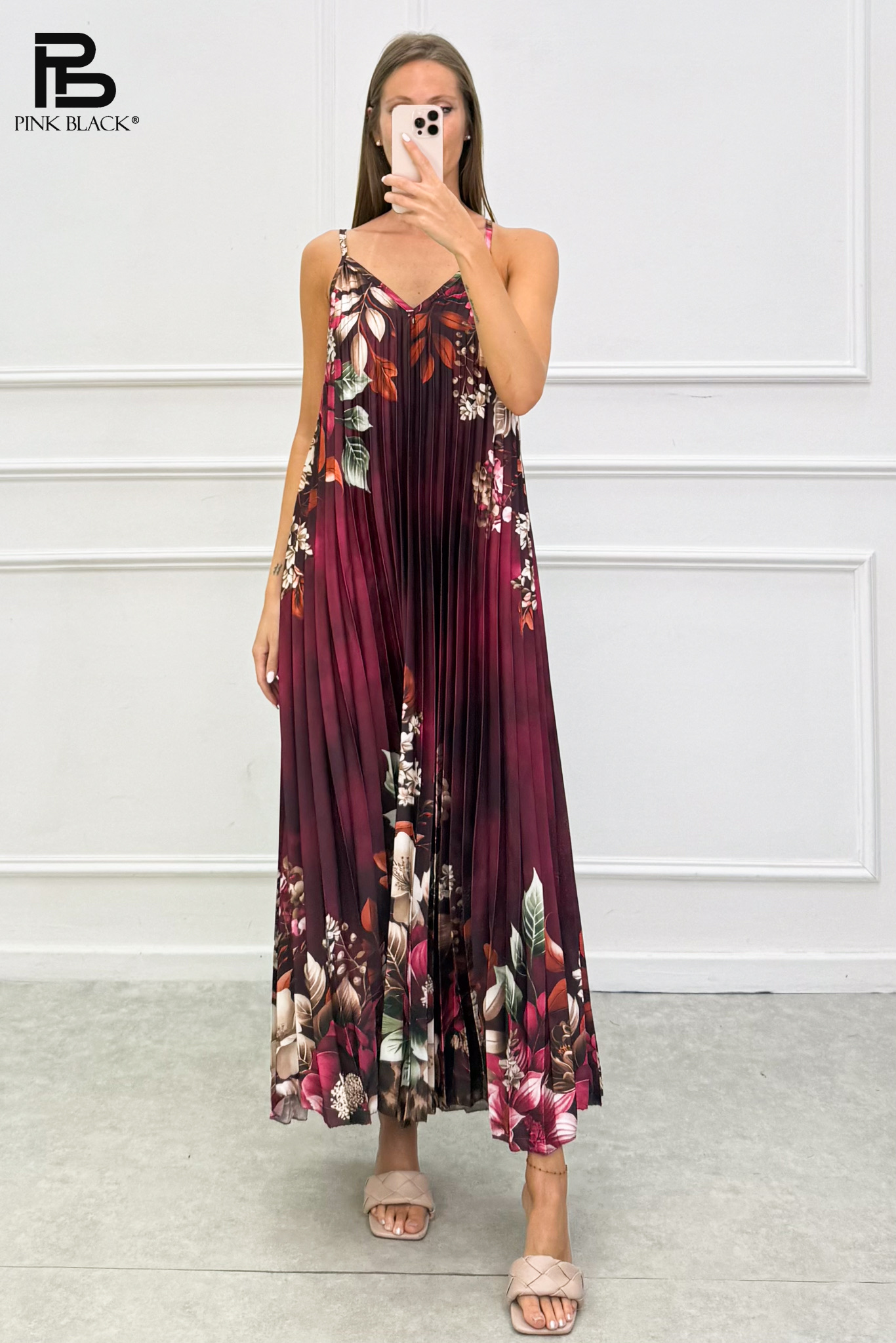 Sukienka A-line Maxi Plisowana