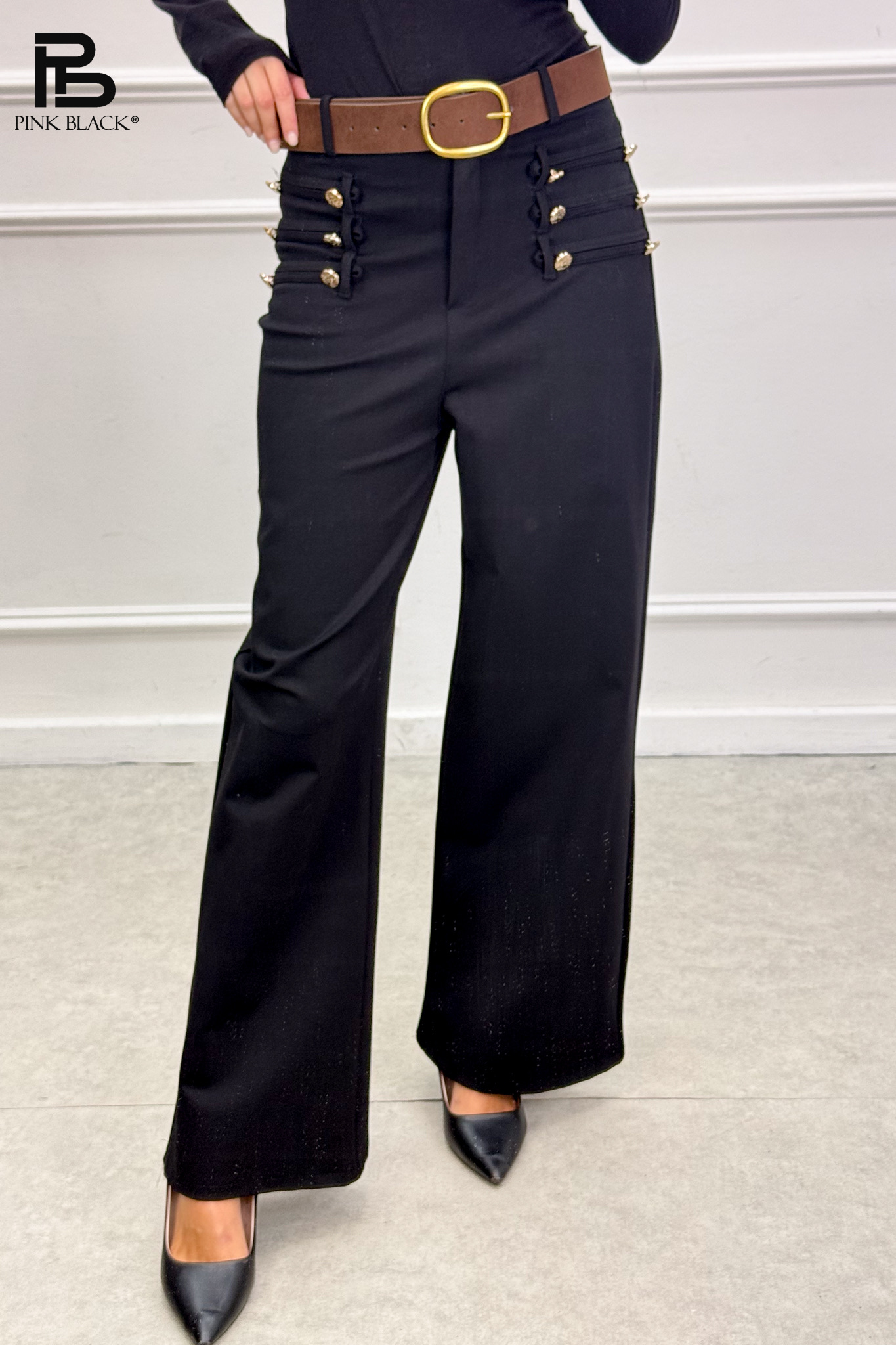 Spodnie bootcut z paskiem