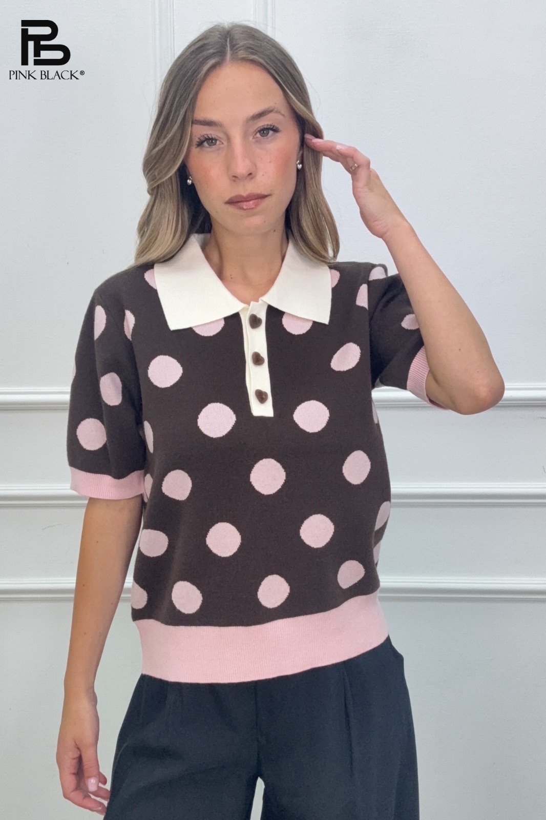 Sweter Polo Z Groszkiem