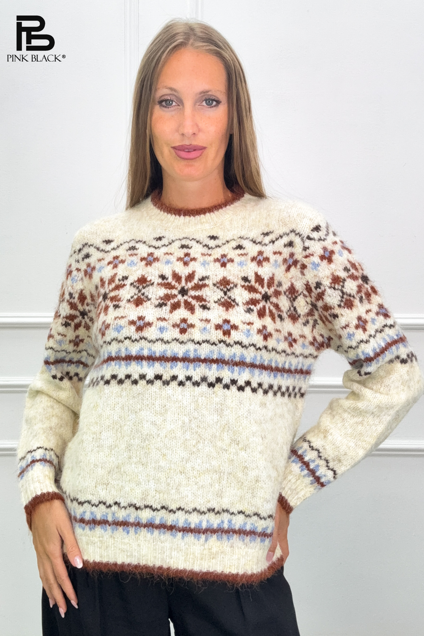 Sweter puszysty z wzorem