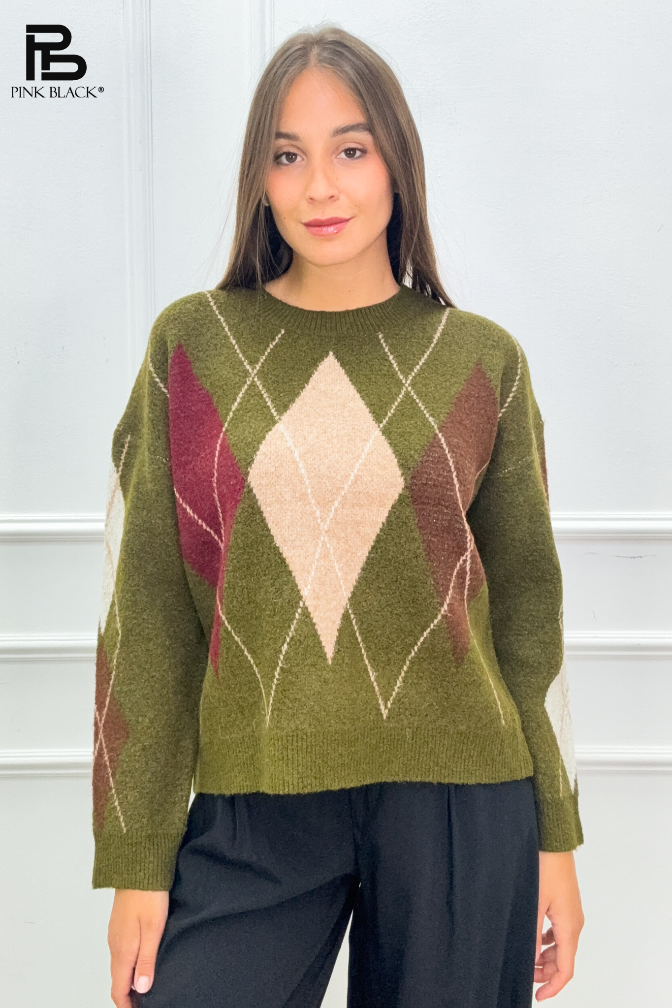 Sweter luźny z rombami