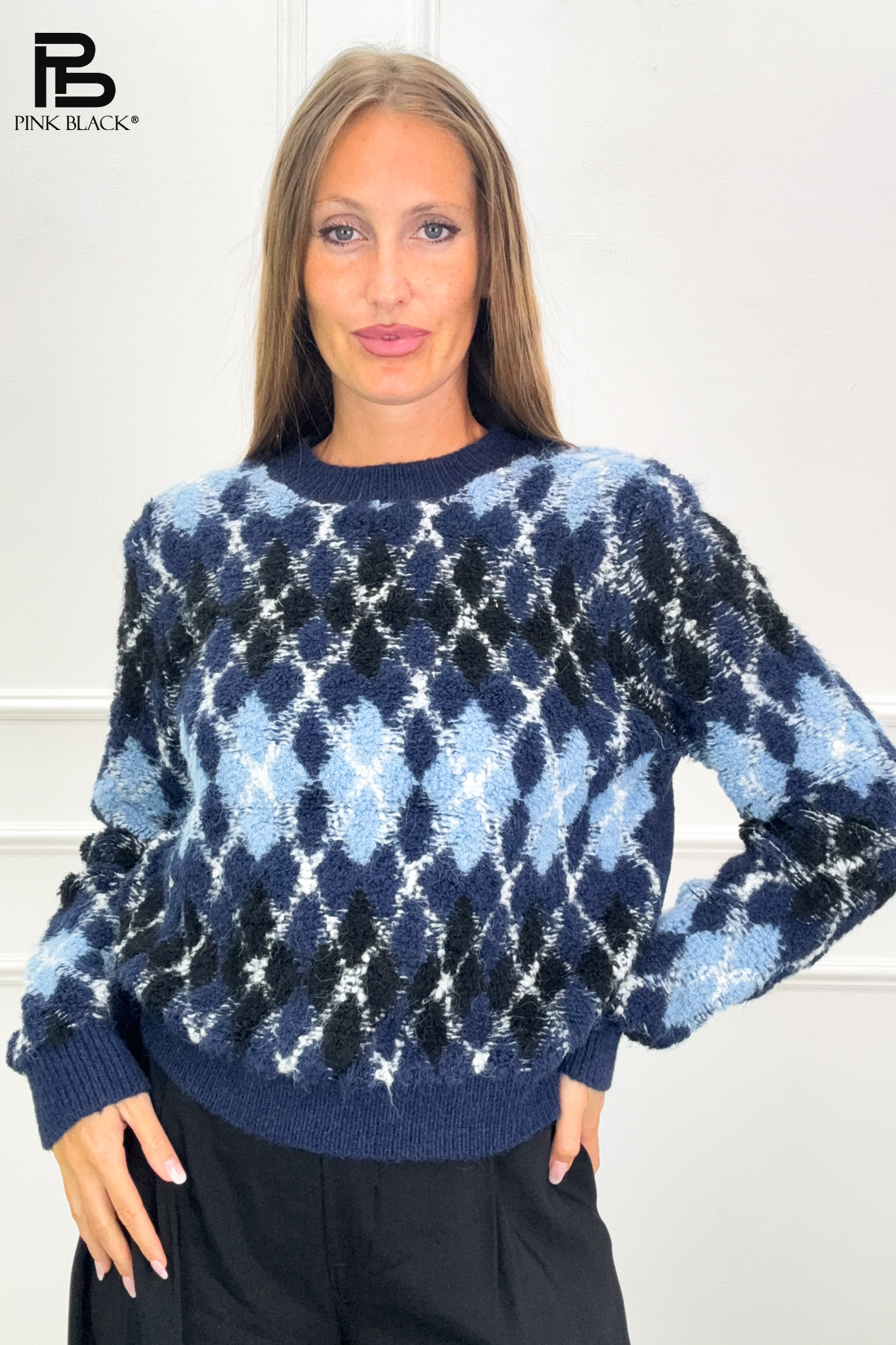 Sweter luźny z rombami