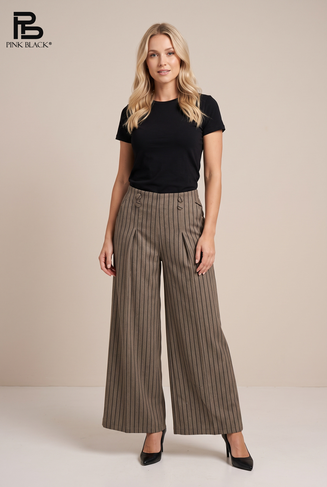 Spodnie Wide Leg Paskowane