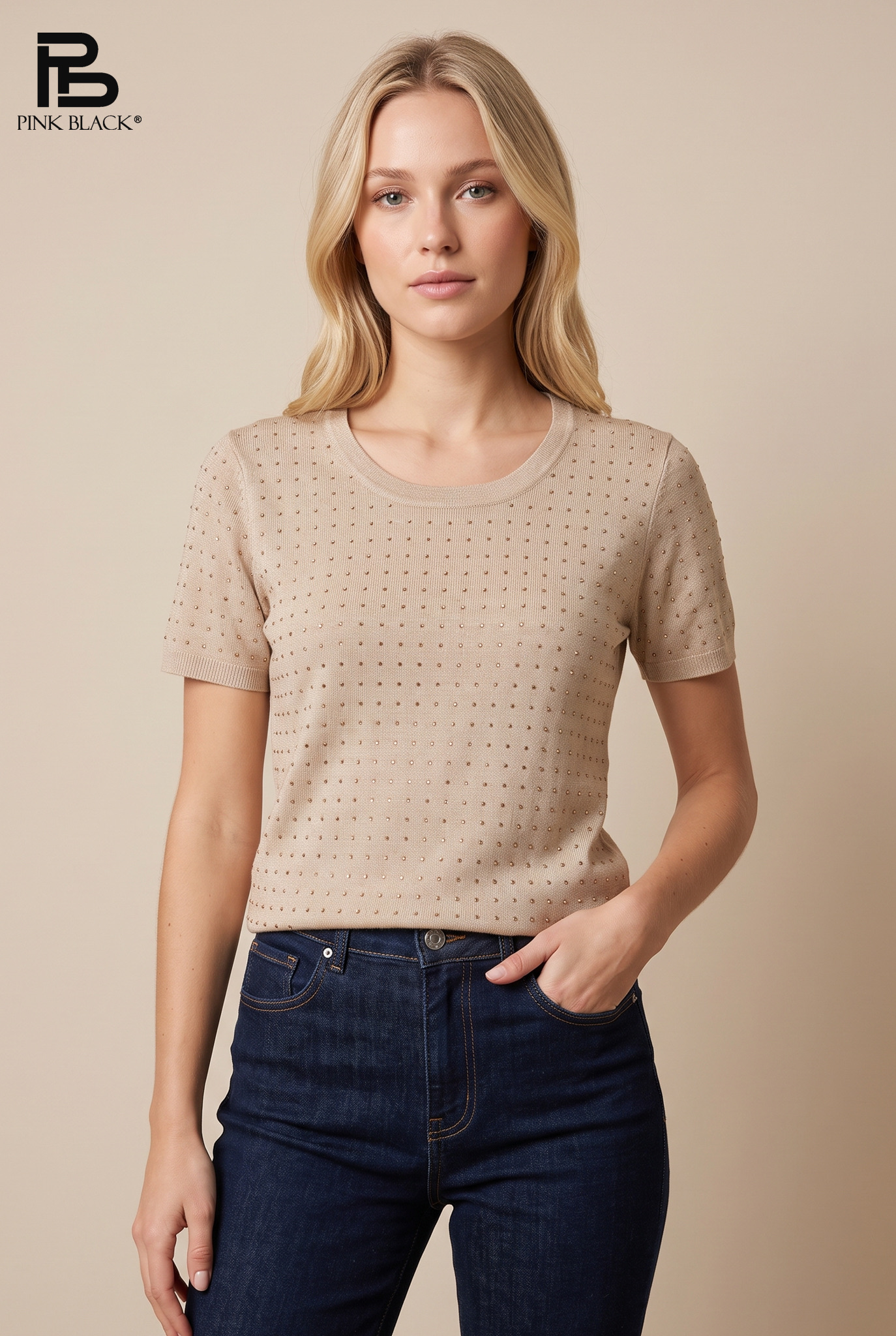 Sweter Dopasowany Krótki Rękaw
