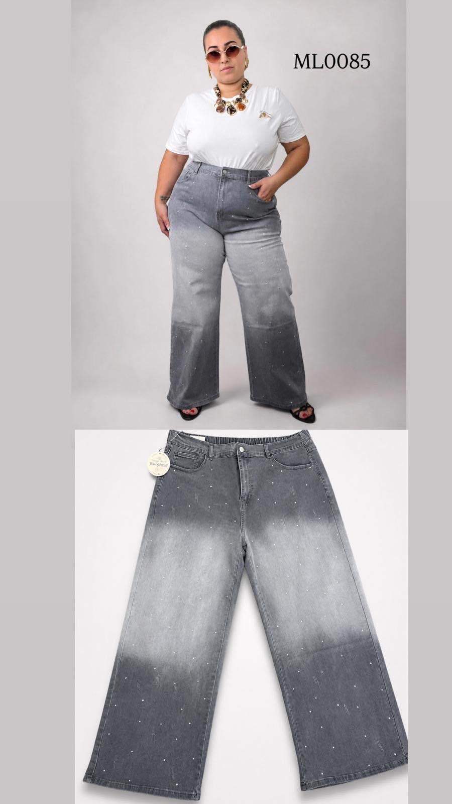 Spodnie Wide Leg z Cyrkoniami