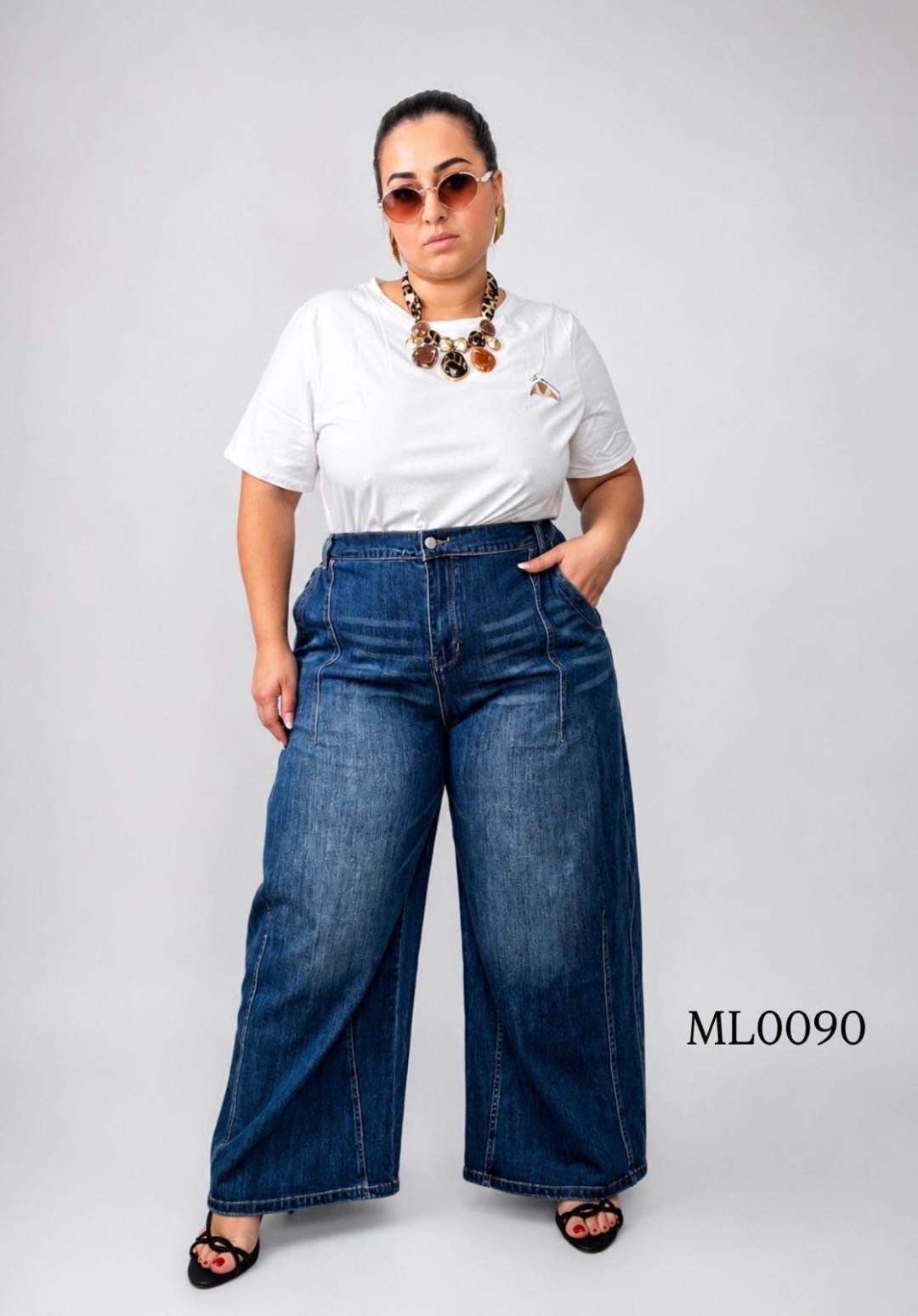 Spodnie Wide-Leg Z Wysokim Stanem