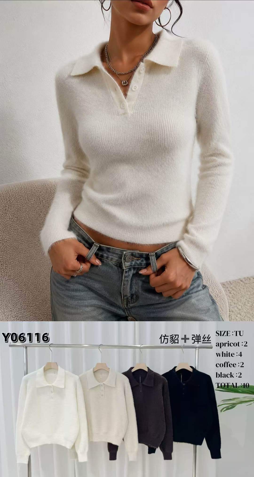Sweter Polo Dopasowany