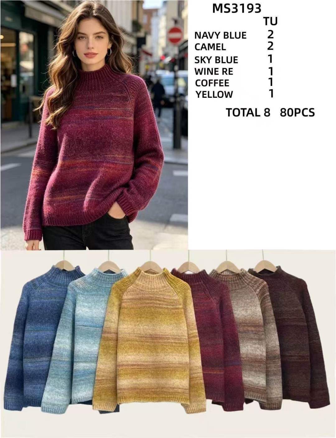 Sweter Półgolf Raglan