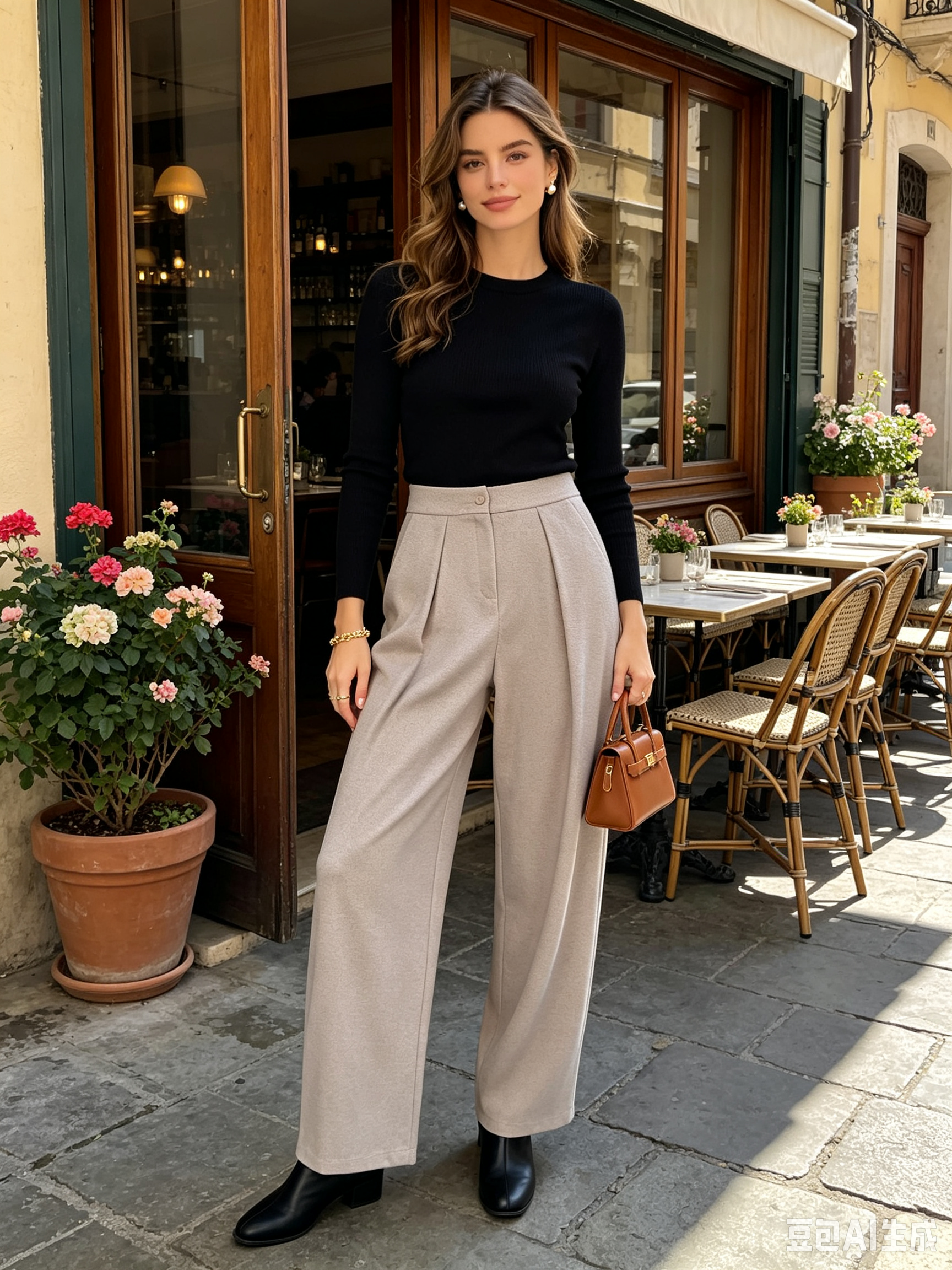Spodnie Szeroka Nogawka High Waist