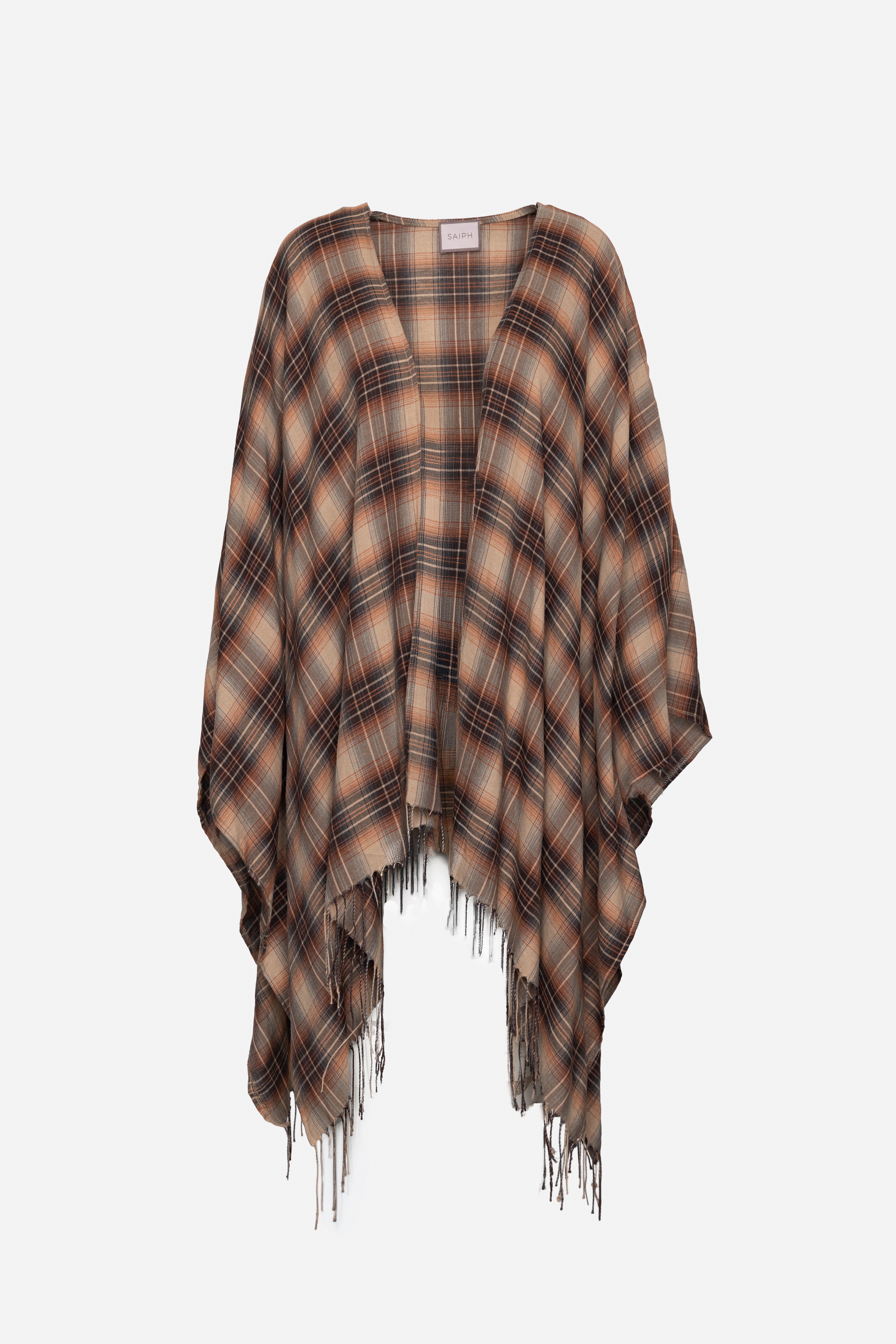 Ponczo Oversize Maxi w Kratę