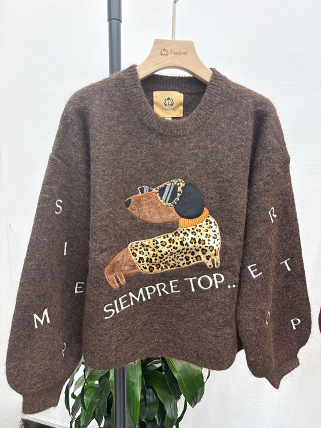 Sweter Luźny Z Haftem