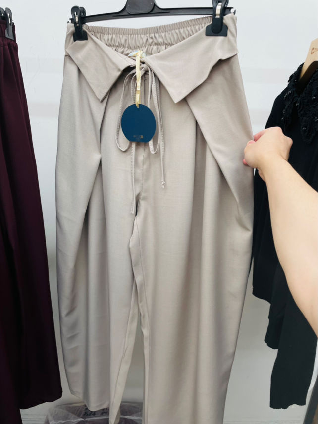Spodnie Wide Leg z Troczkiem
