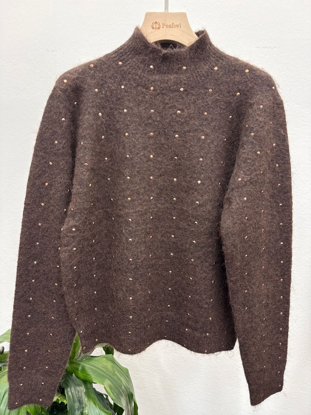 Sweter Półgolf Puszysty z Ćwiekami