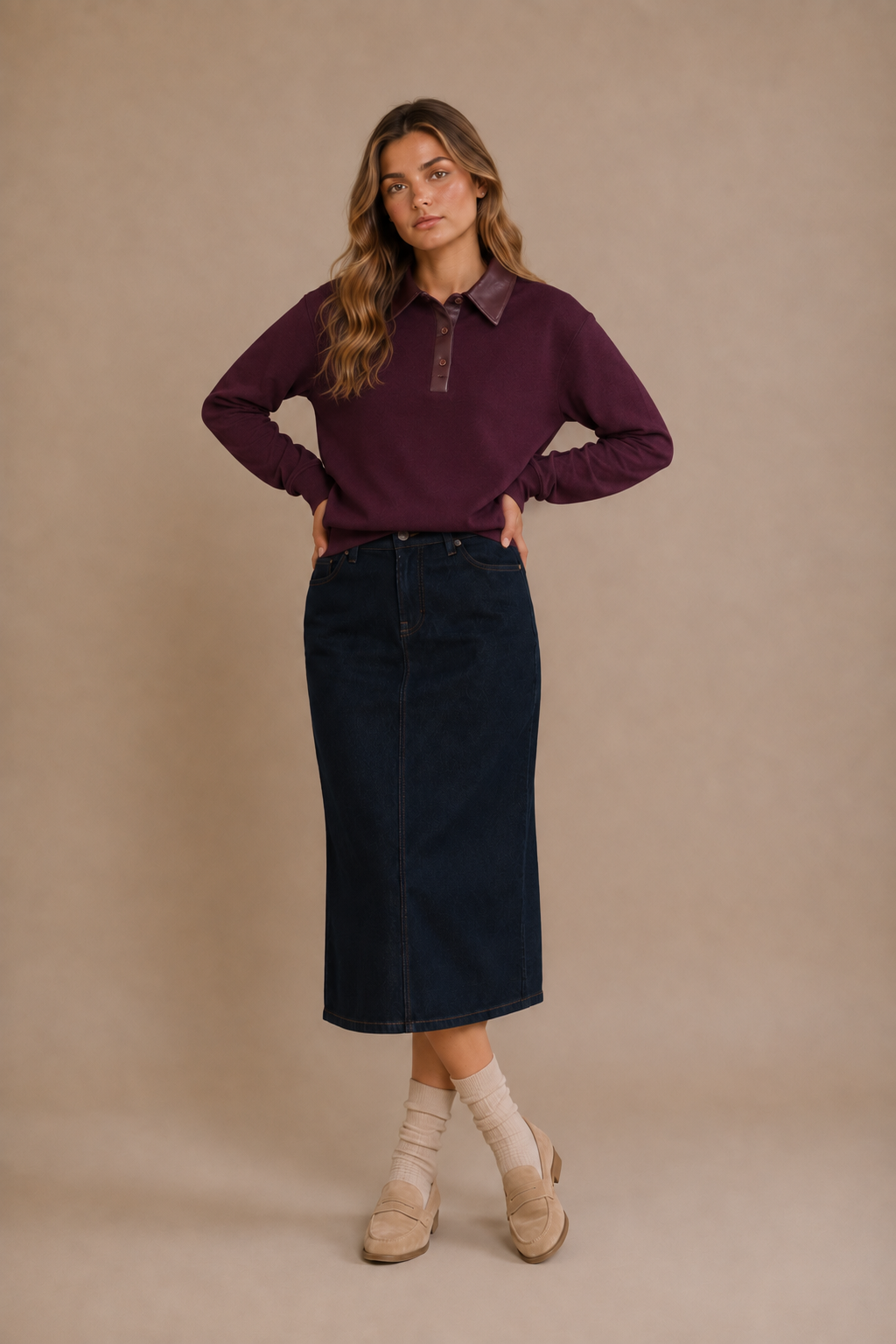 Sweter Luźny z Kołnierzykiem