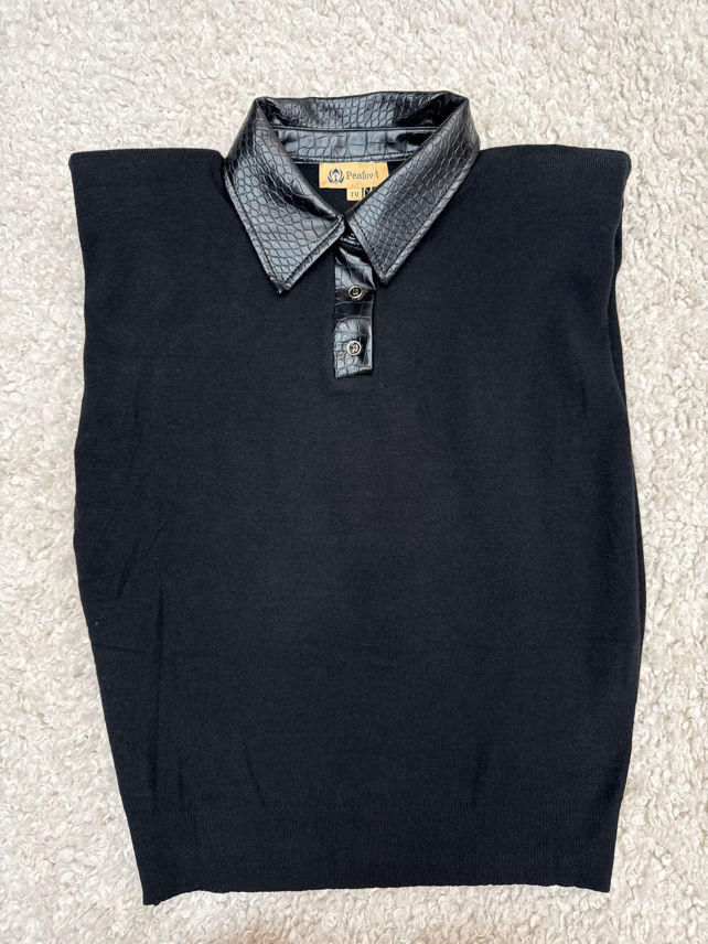 Sweter Bez Rękawów Polo
