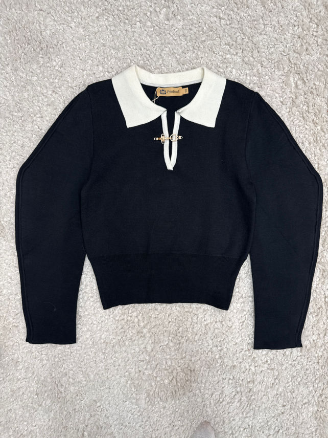 Sweter Polo Dopasowany