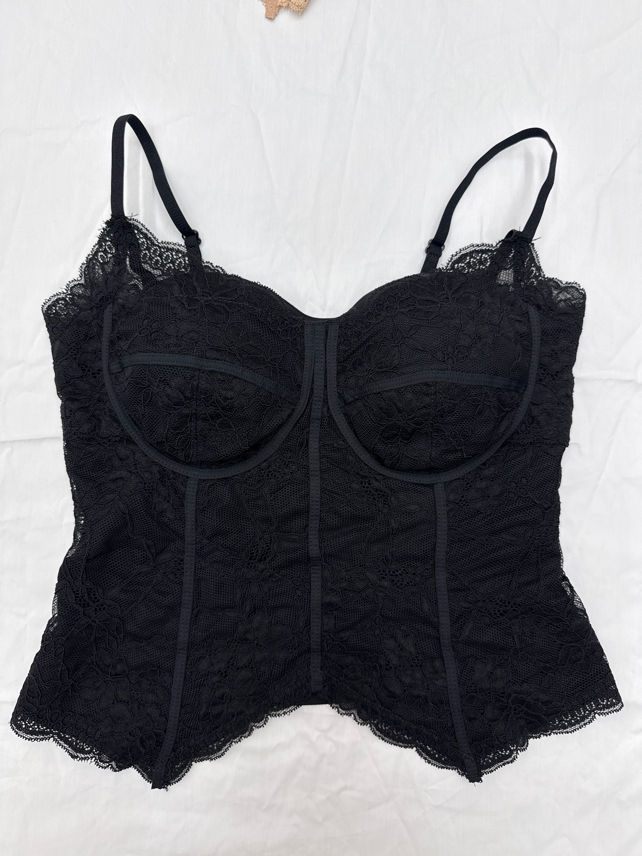 Top Bustier Dopasowany Koronkowy