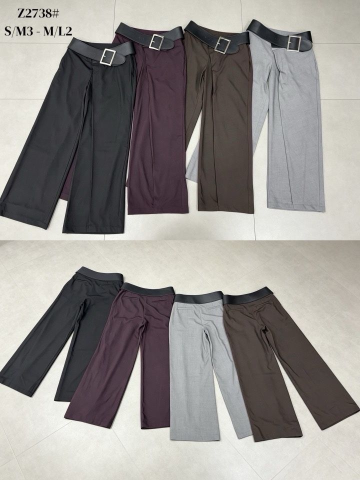Spodnie szeroka nogawka z paskiem